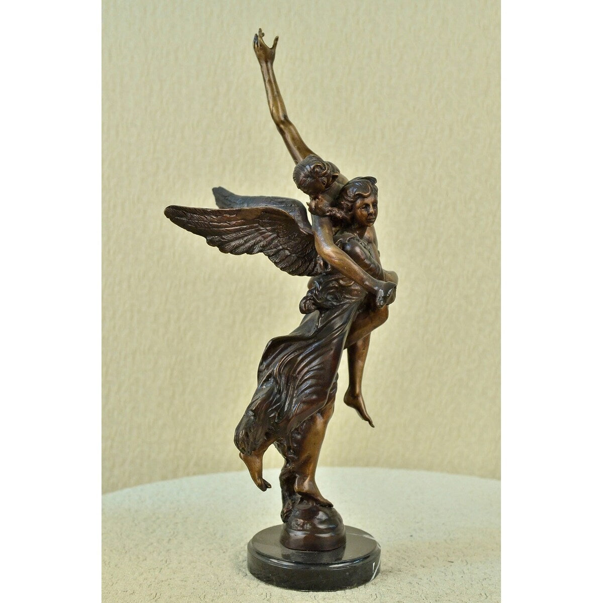 Guardian Angel Messenger Of God Bronze Statue Sculpture Signed Moreau Figure Art