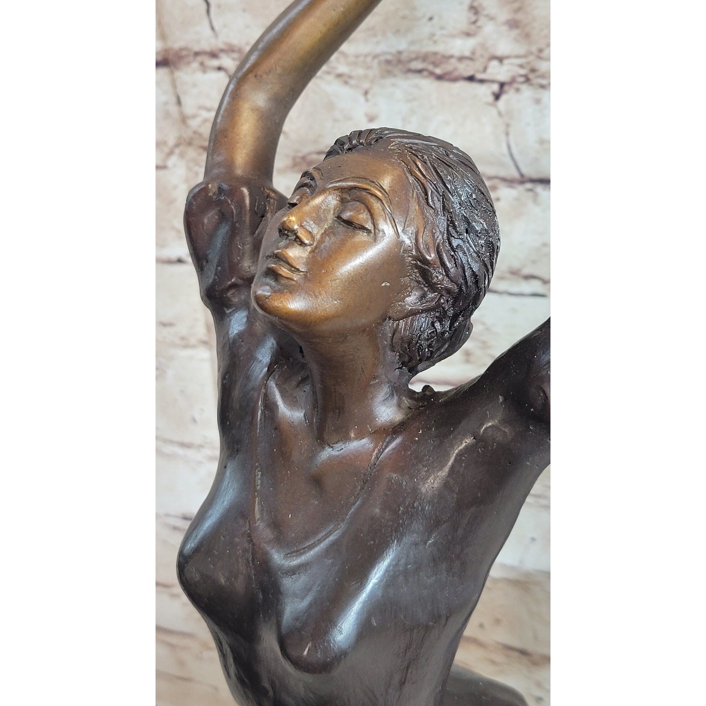 Leaping Female Dancer Girl Bronze Statue Sculpture Original Signed Art Decor Figure