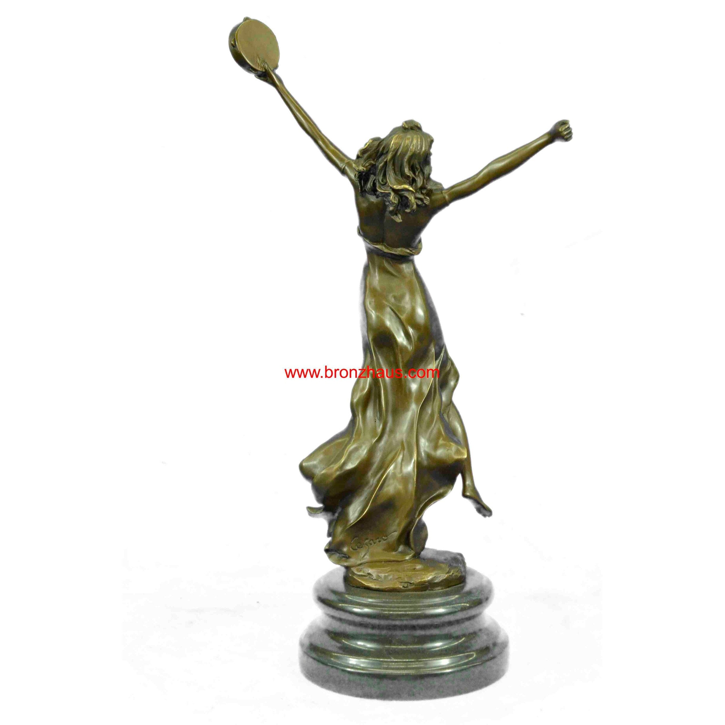 Art Deco French Cesaro Marble Dancer Bronze Statue Nouveau Figurine Home Large