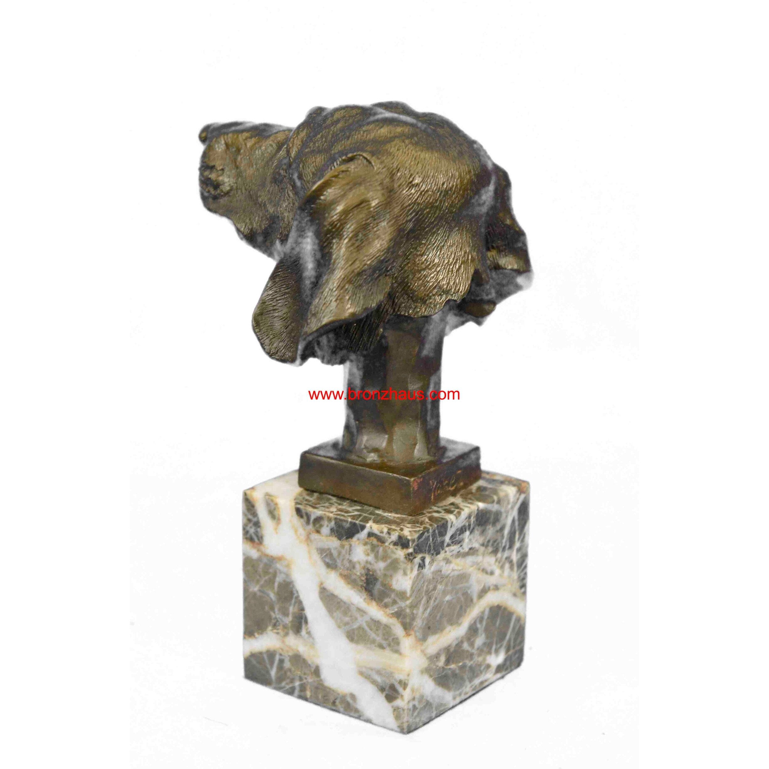 Dachshund Sausage Dog Bronze Head Bust Bookend Book-End Sculpture Statue Figure