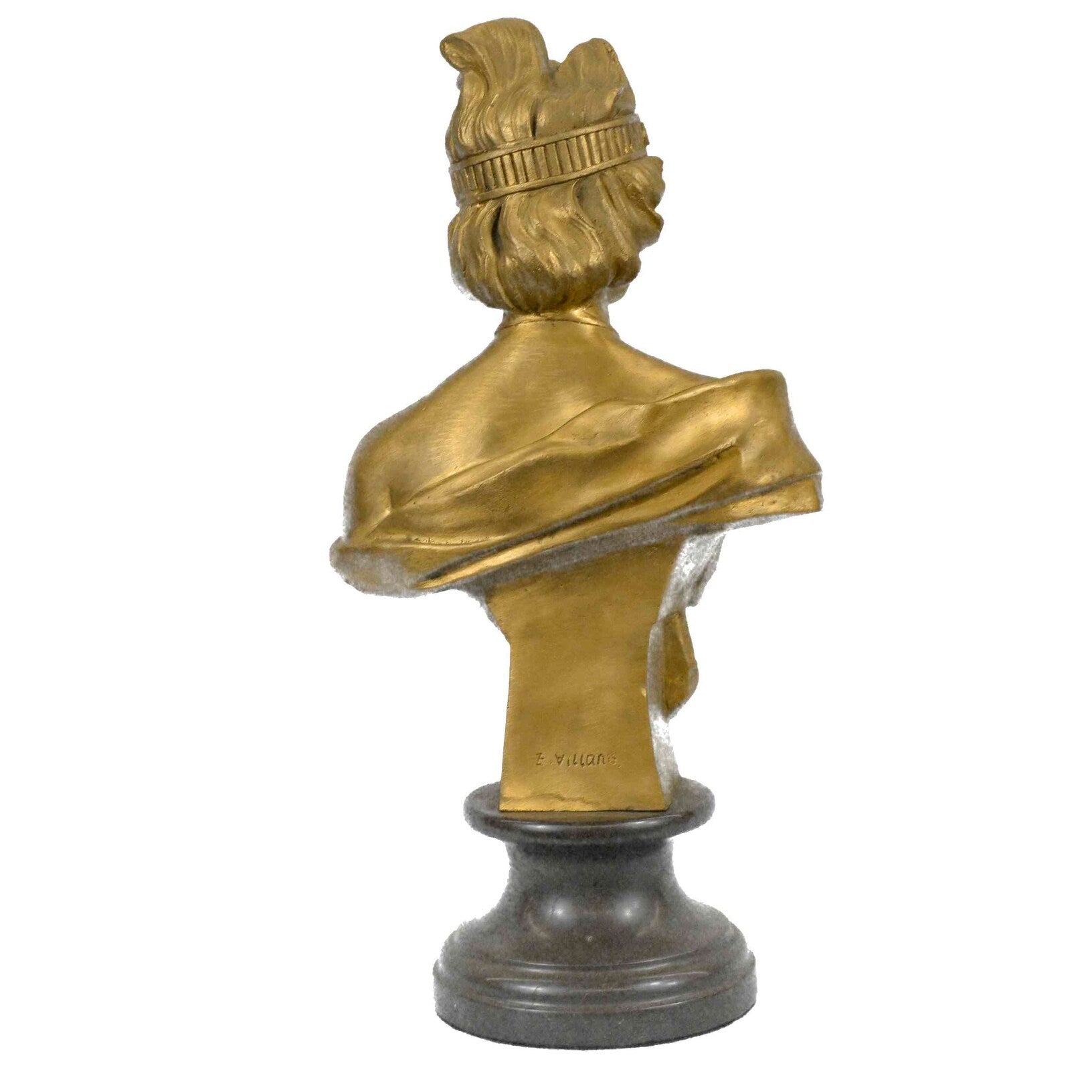 Bronze Lady Bust Patina Art Nouveau Victorian On Marble Base Hotcast Figure Sale