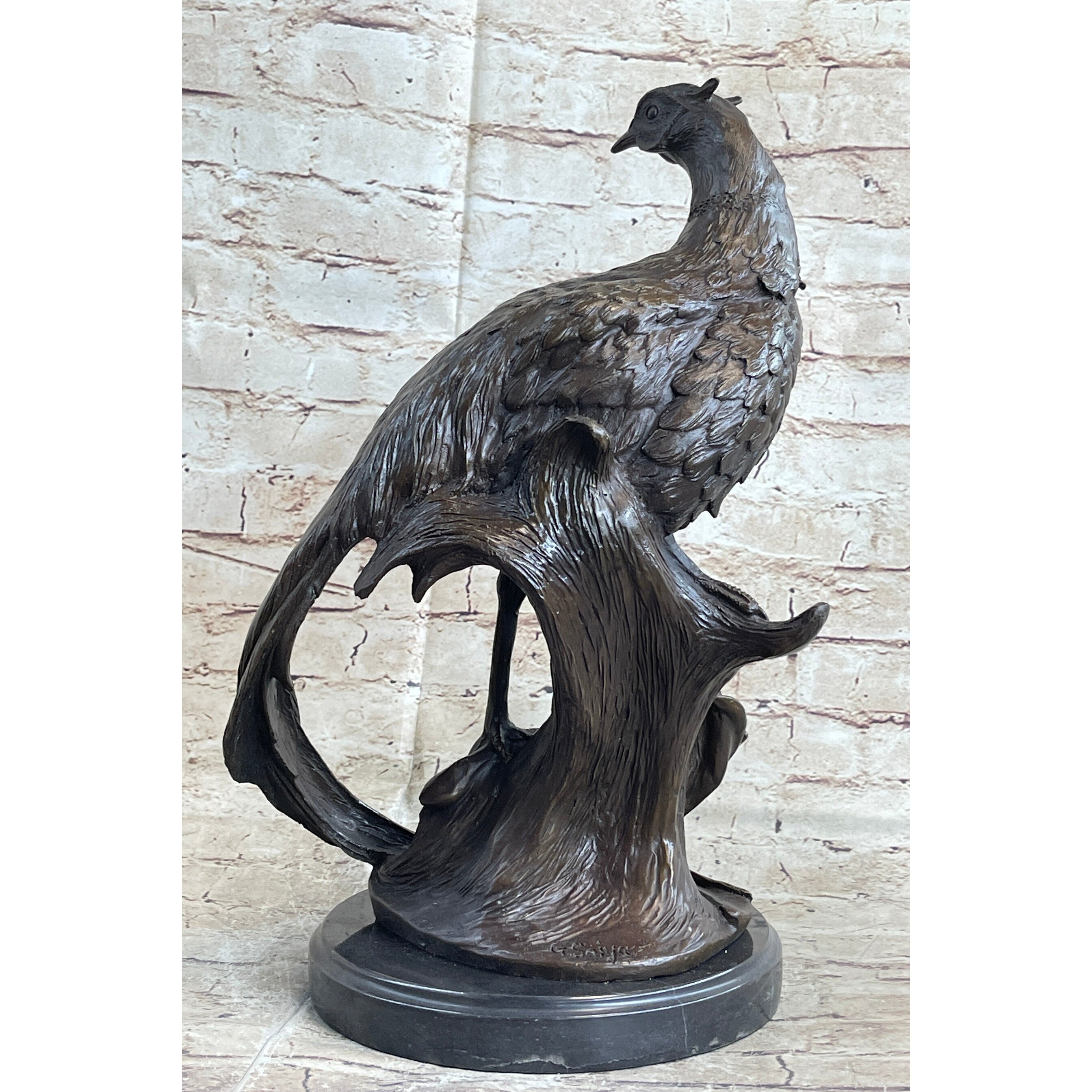 Detailed Pheasant Dove Bronze Figure Statue G. Seiya Sculpture Art Deco Figure