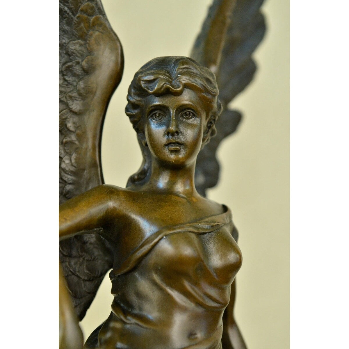 Bronze Marble Victory Statue Winged Nike Samothrace 22 Inches Sculpture Figurine Decor