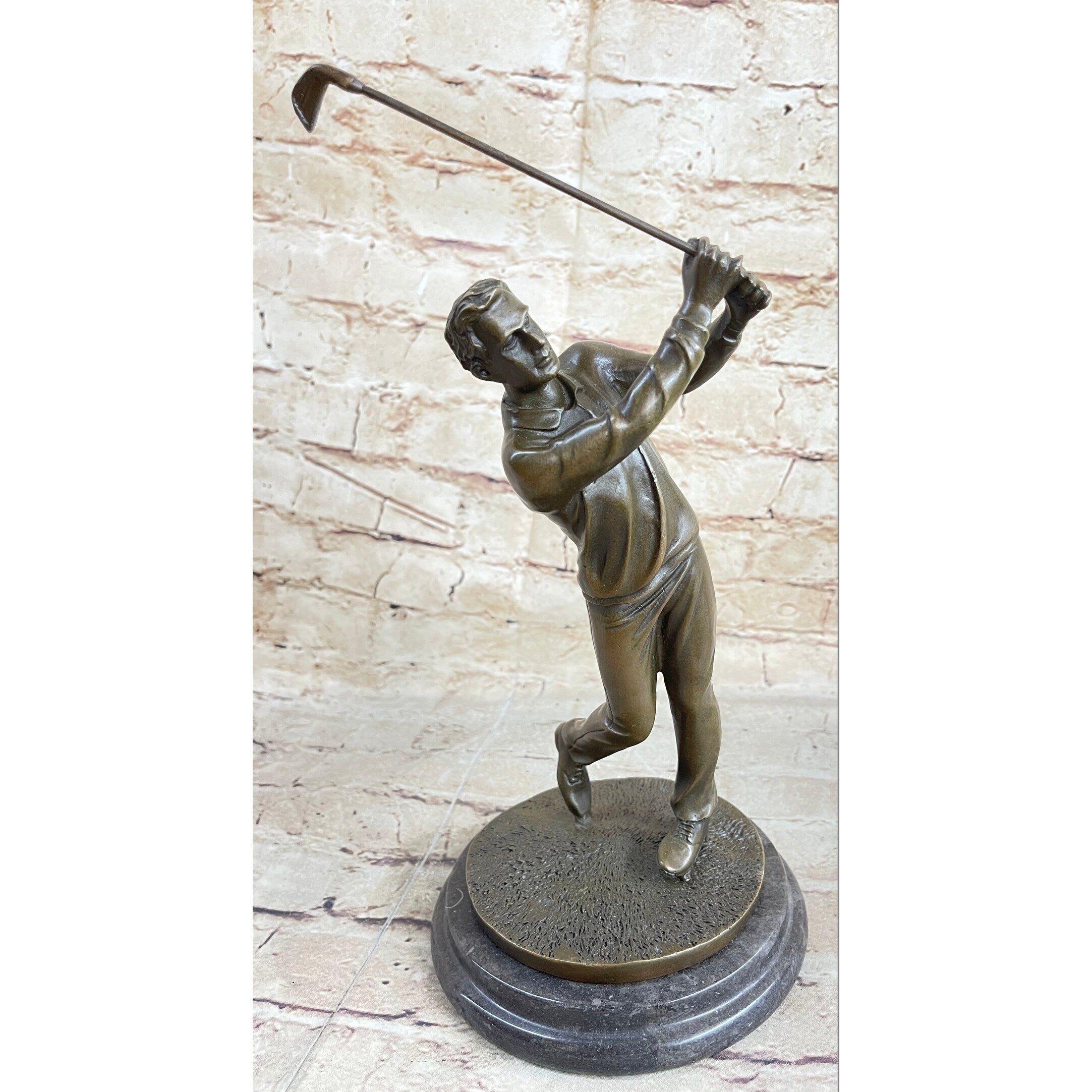 Golfer W. Club Swing Bronze Sculpture Statue By Milo Signed Original Figurine Nr