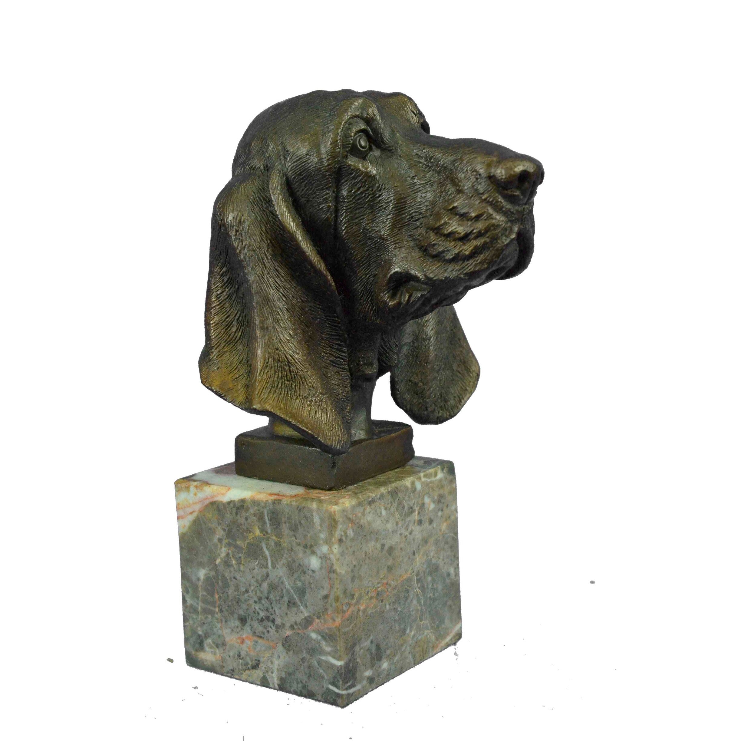 Dachshund Sausage Dog Bronze Head Bust Bookend Book-End Sculpture Statue Figure