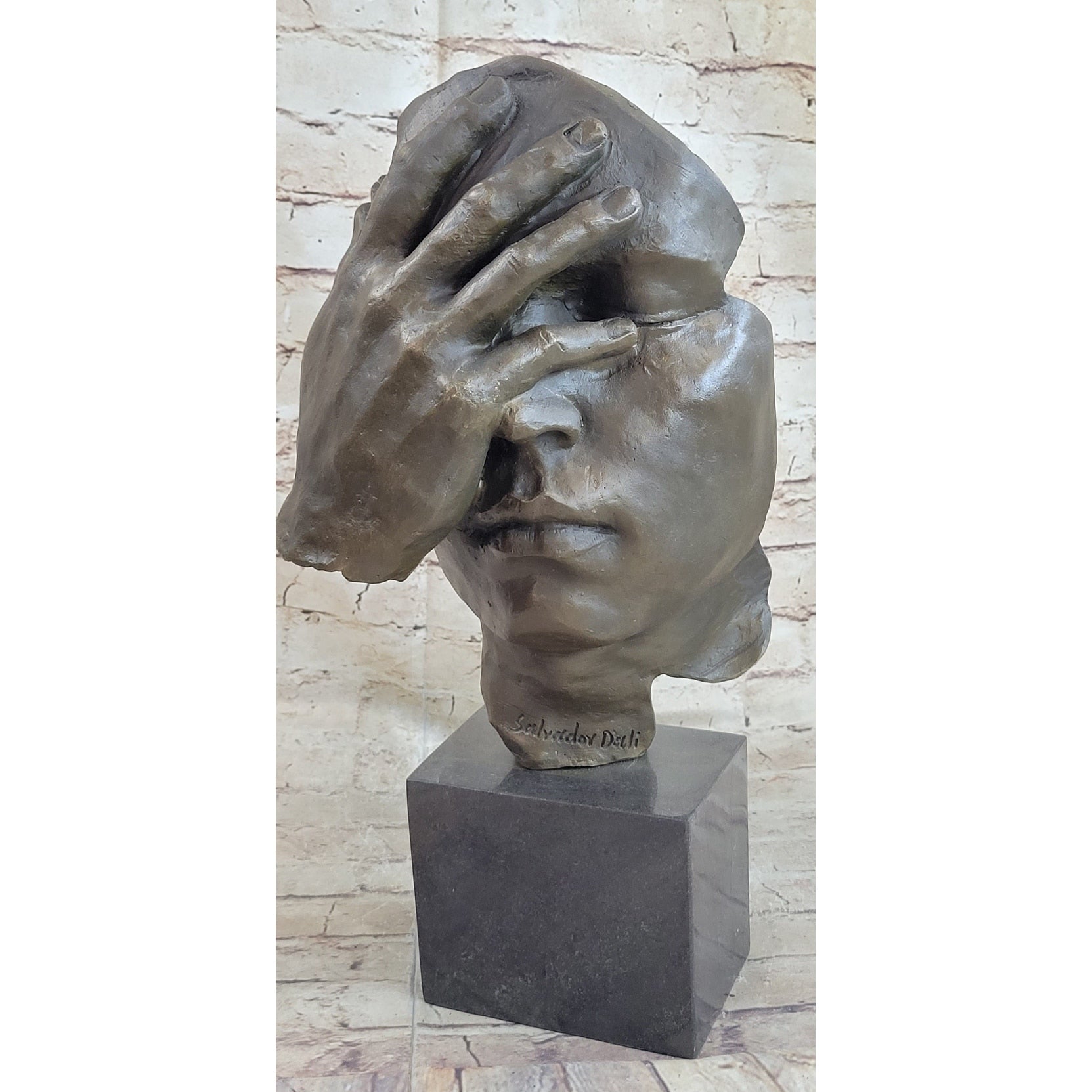 Shame On Me Surreal Face Hand Salvador Dali Bronze Statue Sculpture Modern Art 17 Inches X 9 Inches