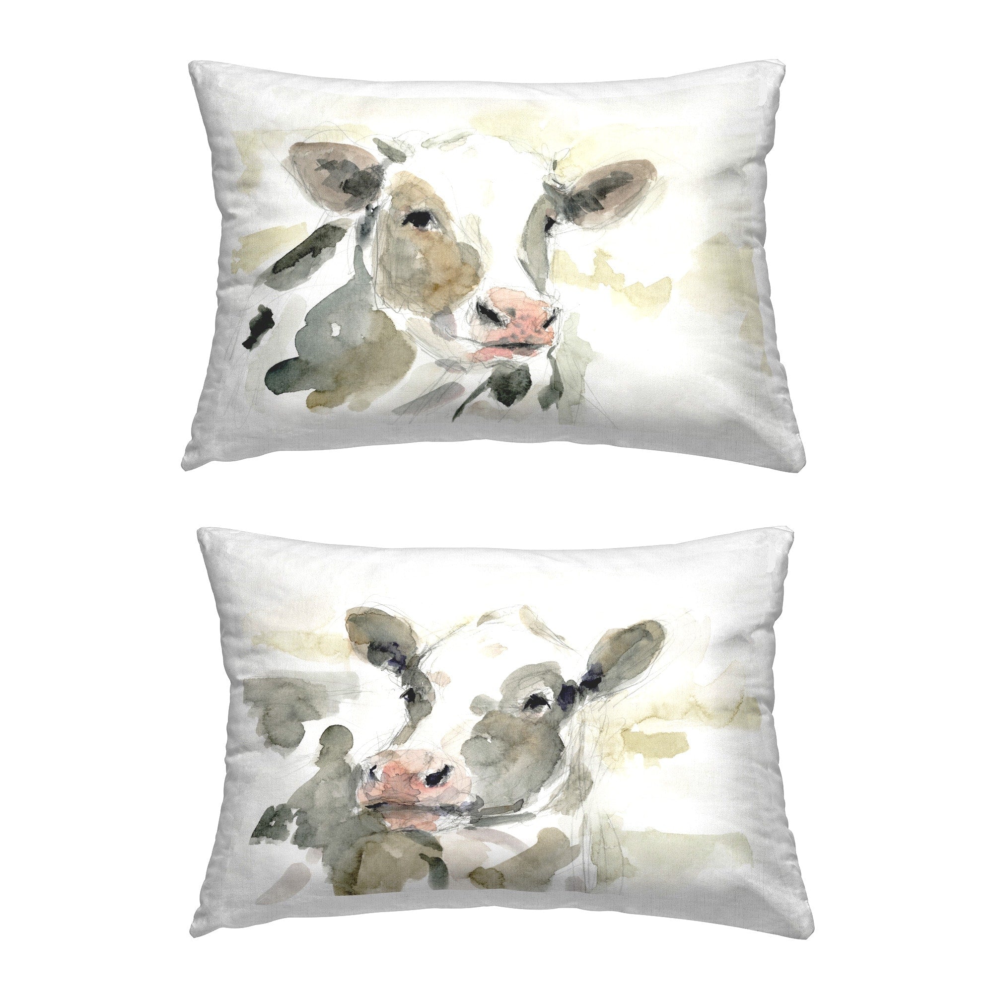 Stupell Watercolor Holstein Farm Cows Decorative Printed Throw Pillow Design by Lil' Rue (Set of 2)