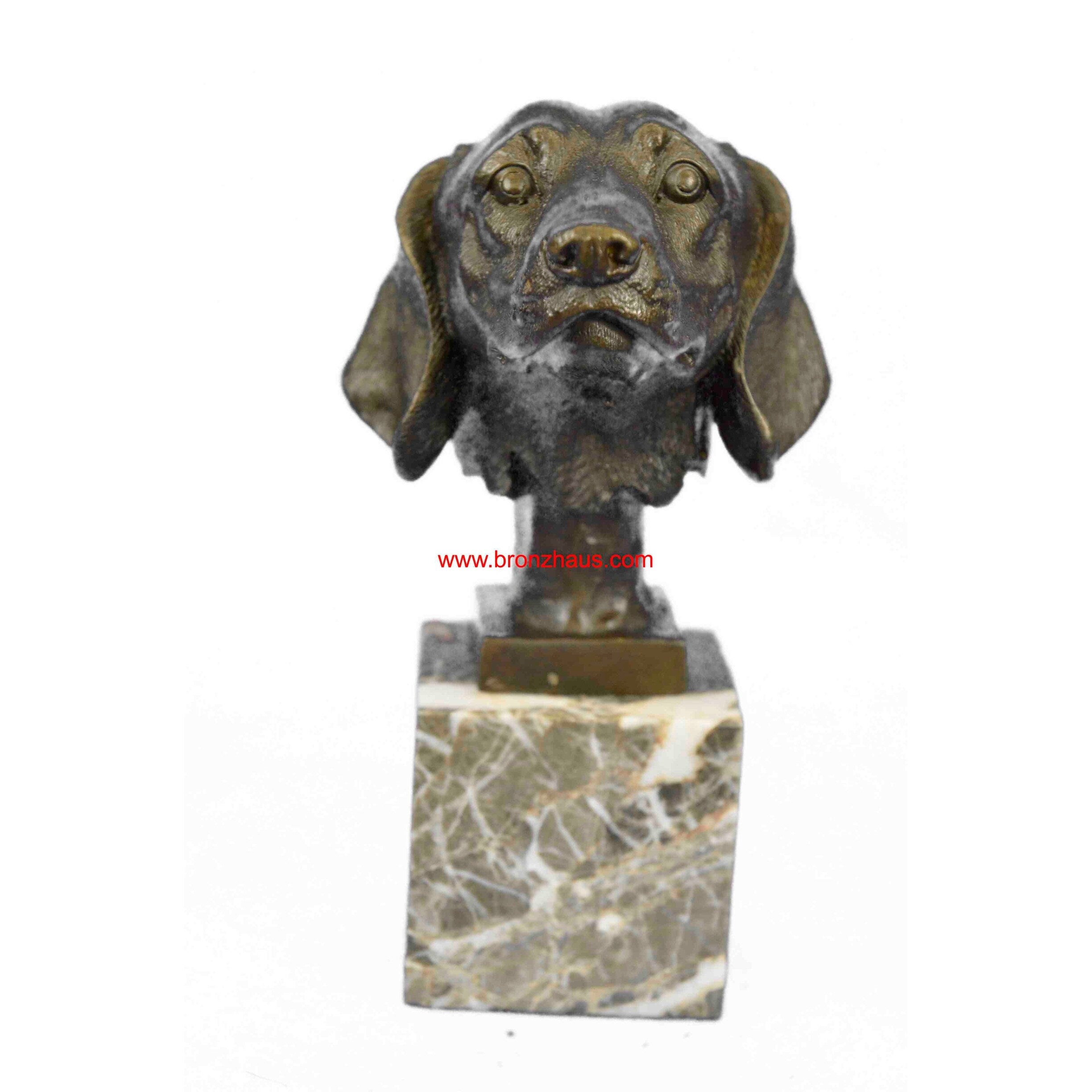 Dachshund Sausage Dog Bronze Head Bust Bookend Book-End Sculpture Statue Figure