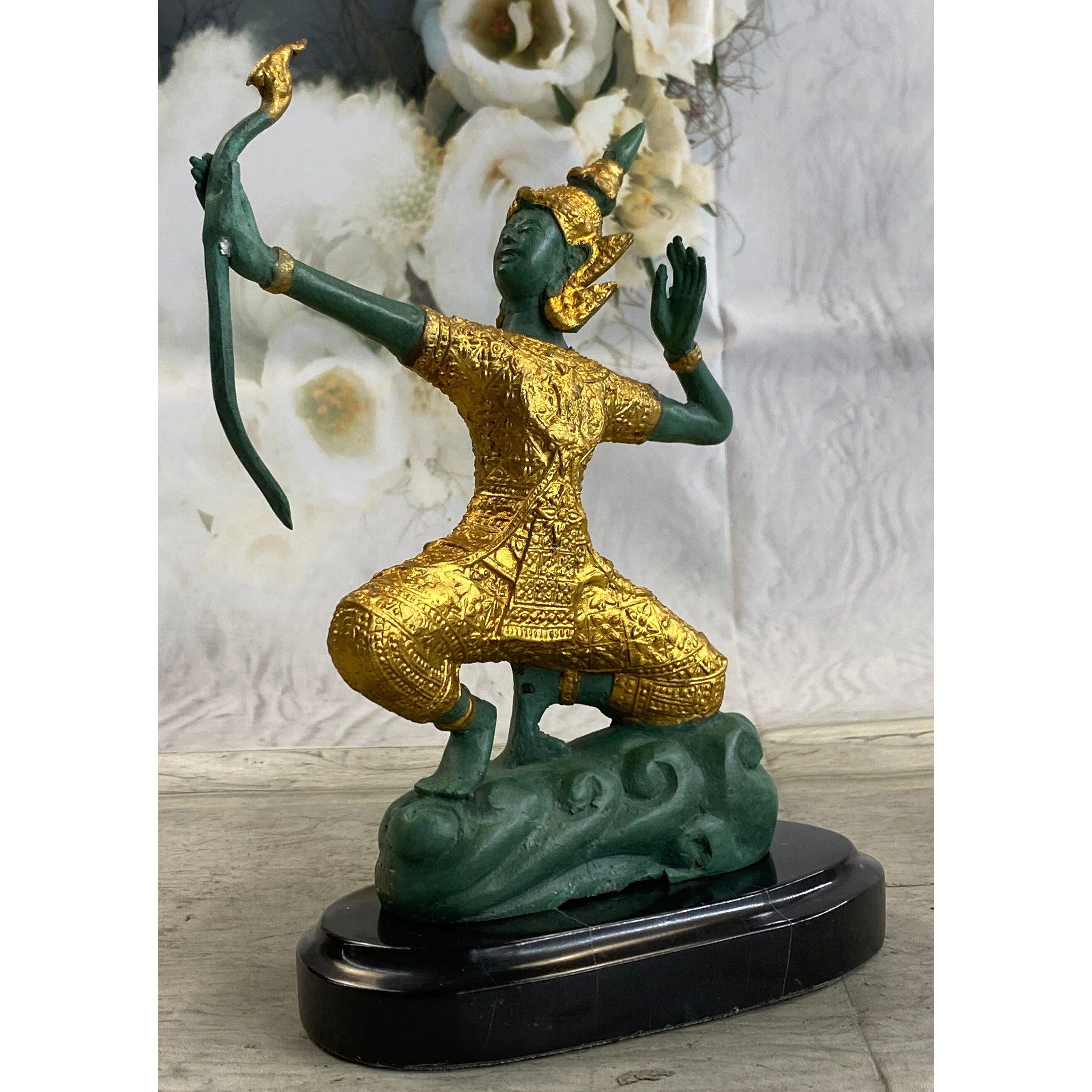 Shri Rama Hindu God W/ Bow India Mythology Bronze Sculpture Figurine Figure 10 Inches X 7 Inches