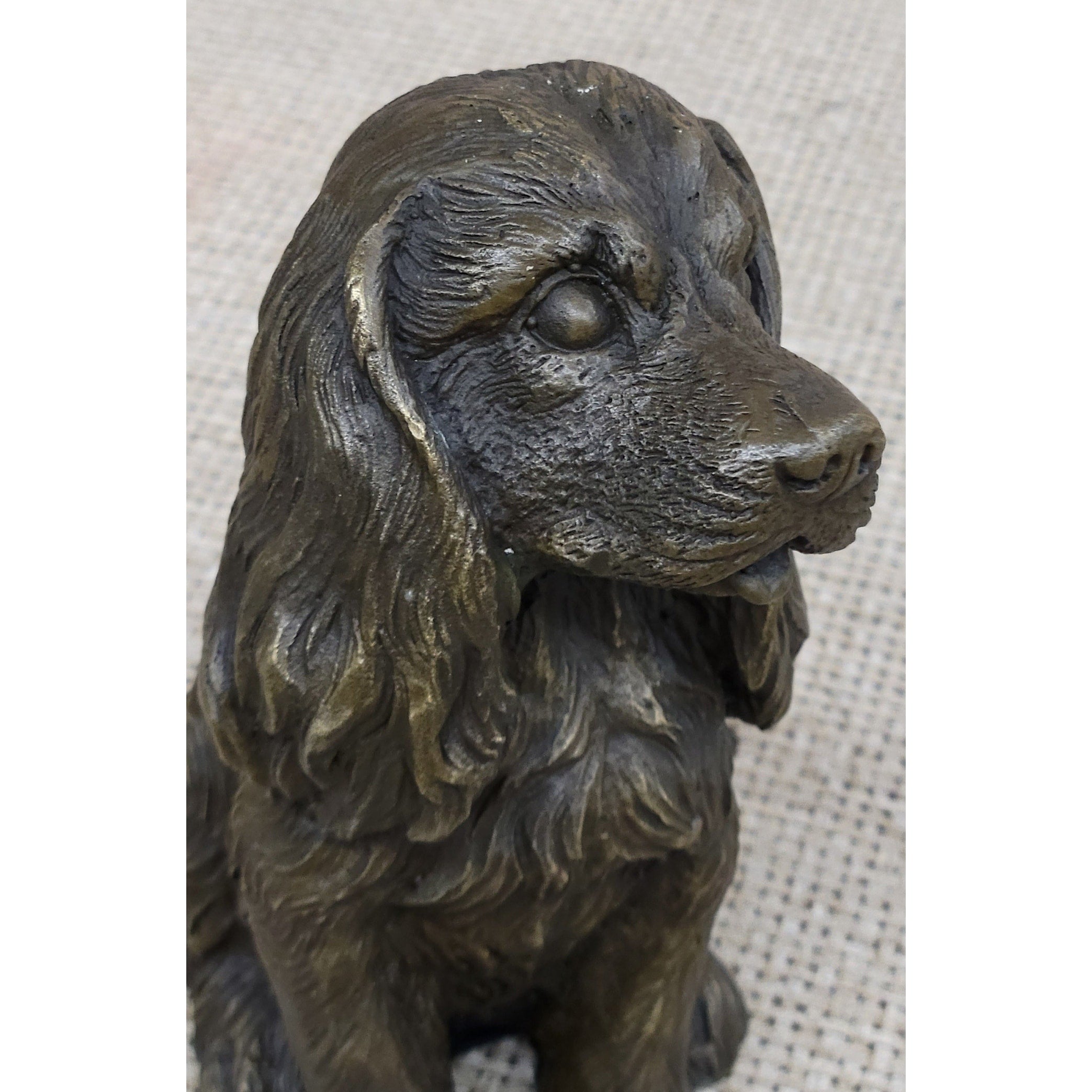 er Spaniel Big Eared Puppy Dog Bronze Figurine Statue Sculpture 6 Inches X 4 Inches