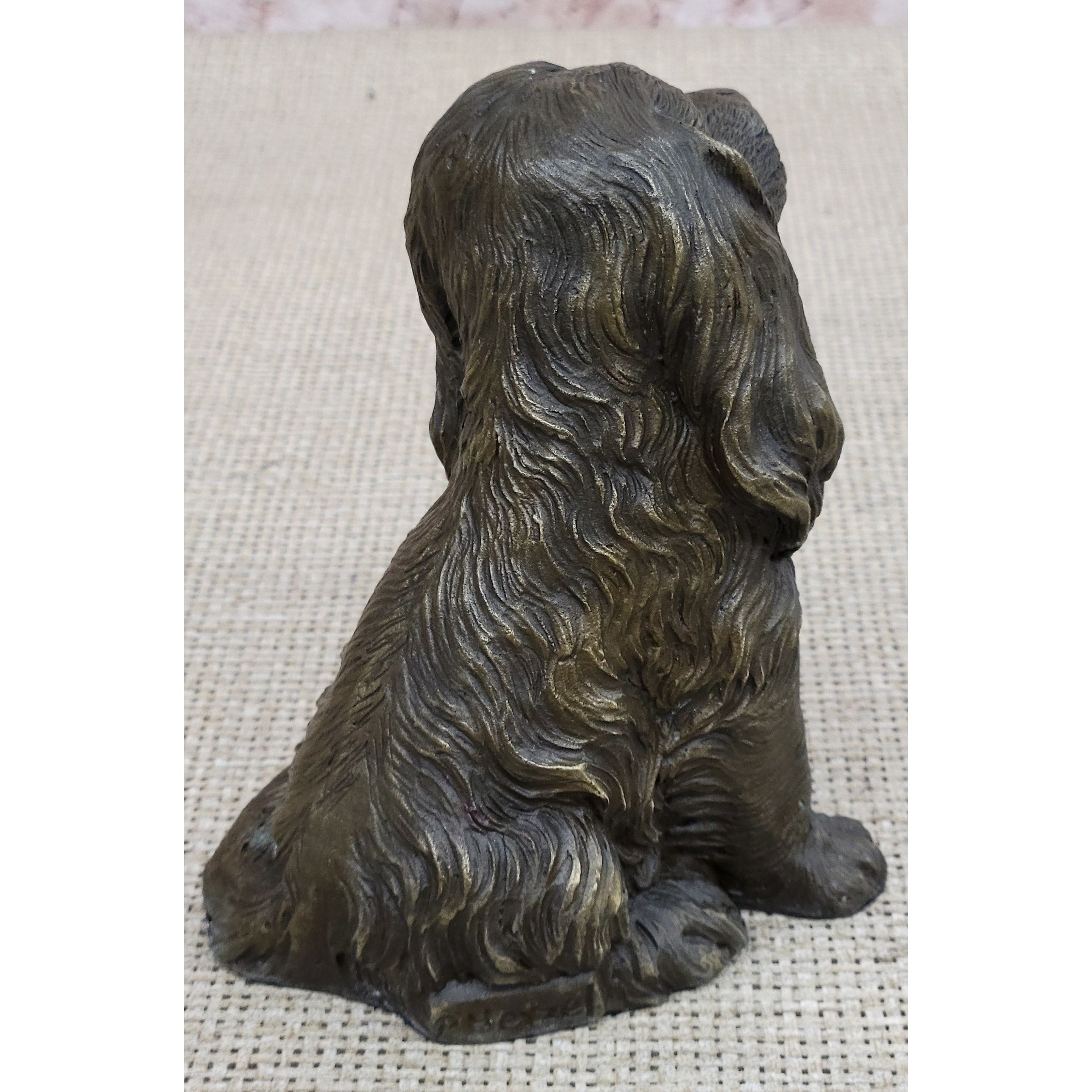 er Spaniel Big Eared Puppy Dog Bronze Figurine Statue Sculpture 6 Inches X 4 Inches