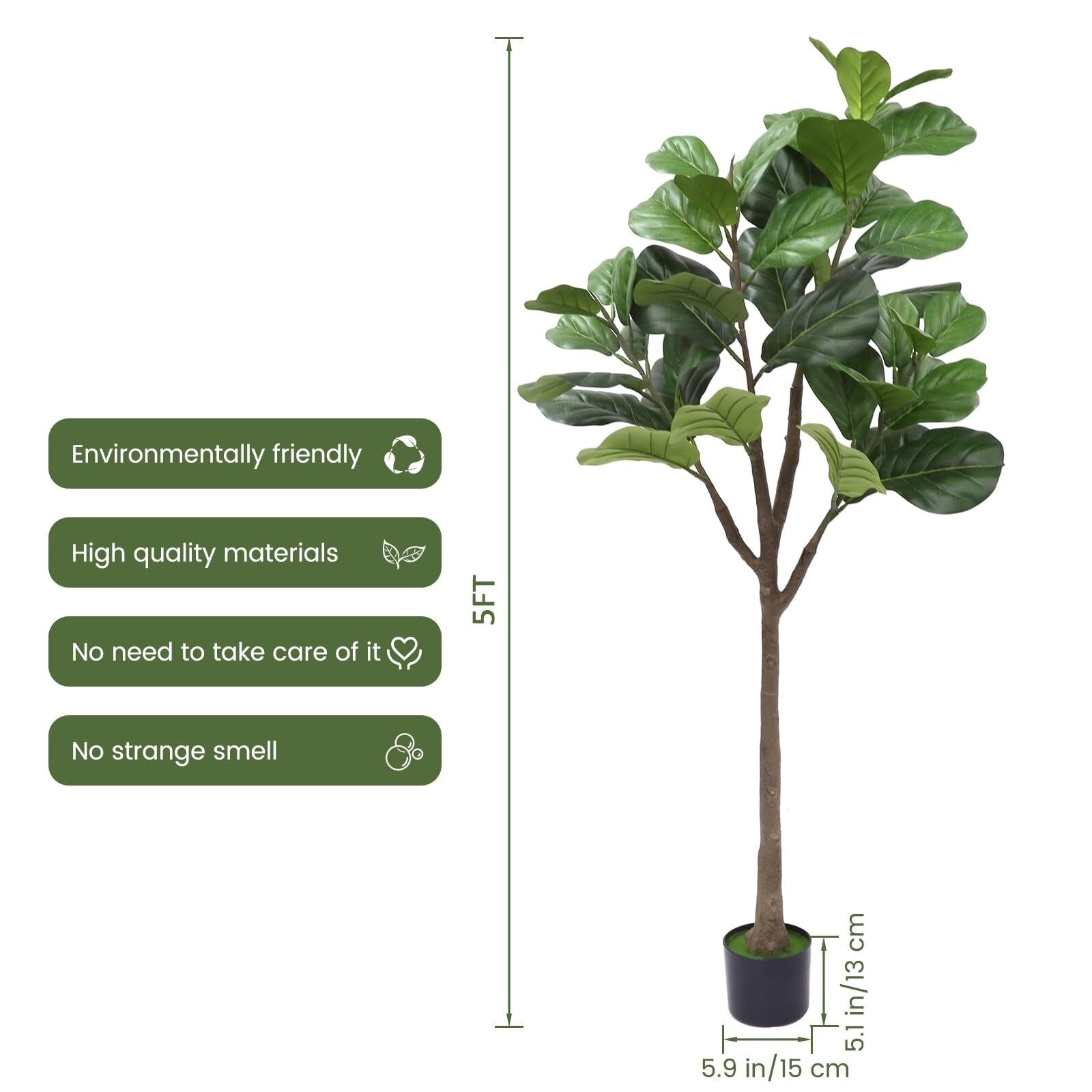 Artificial Fiddle Leaf Fig Tree 5FT - 5 FT