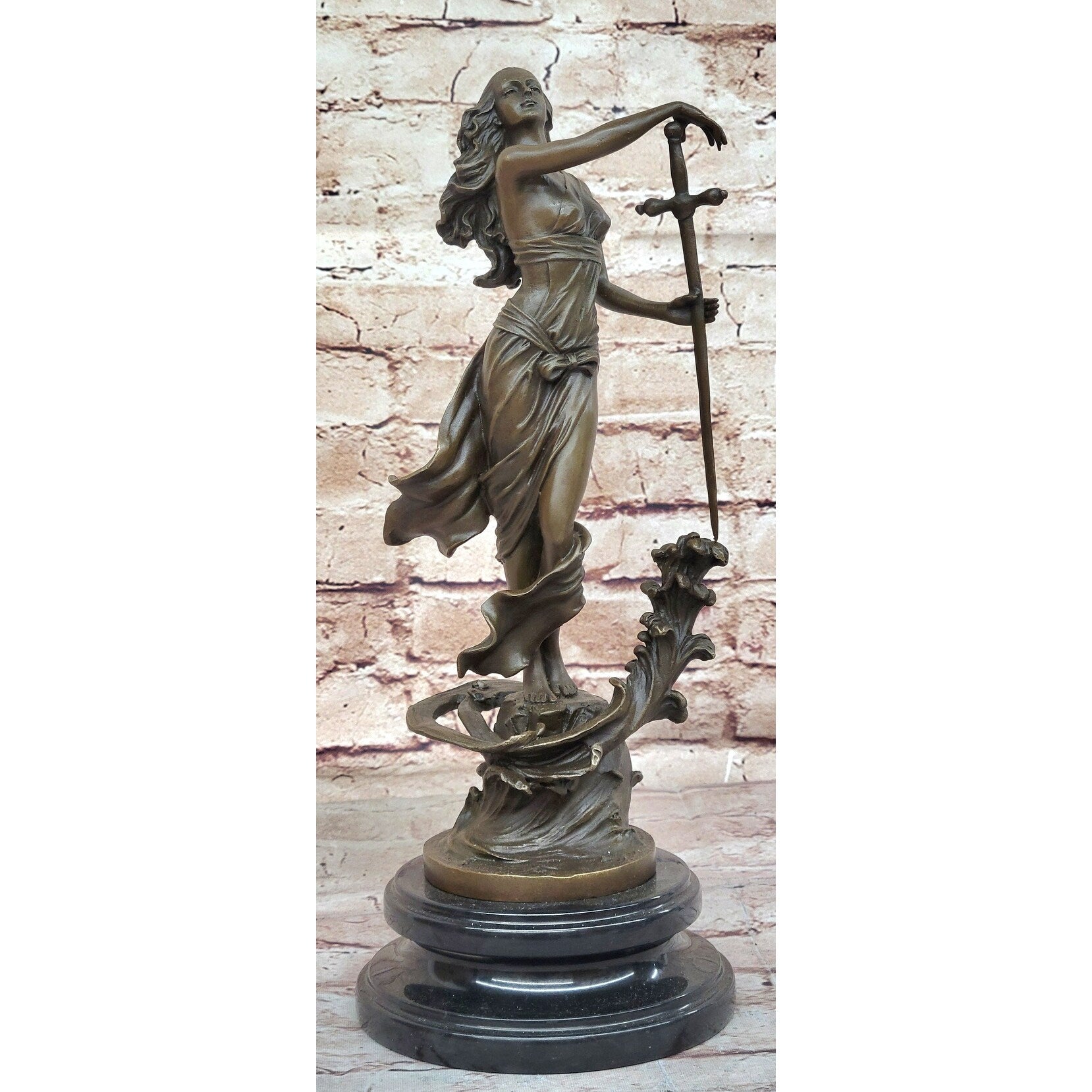 Greek Mythology Warrior Girl W/ Sword By Aldo Vitaleh Statue Sculpture Figure