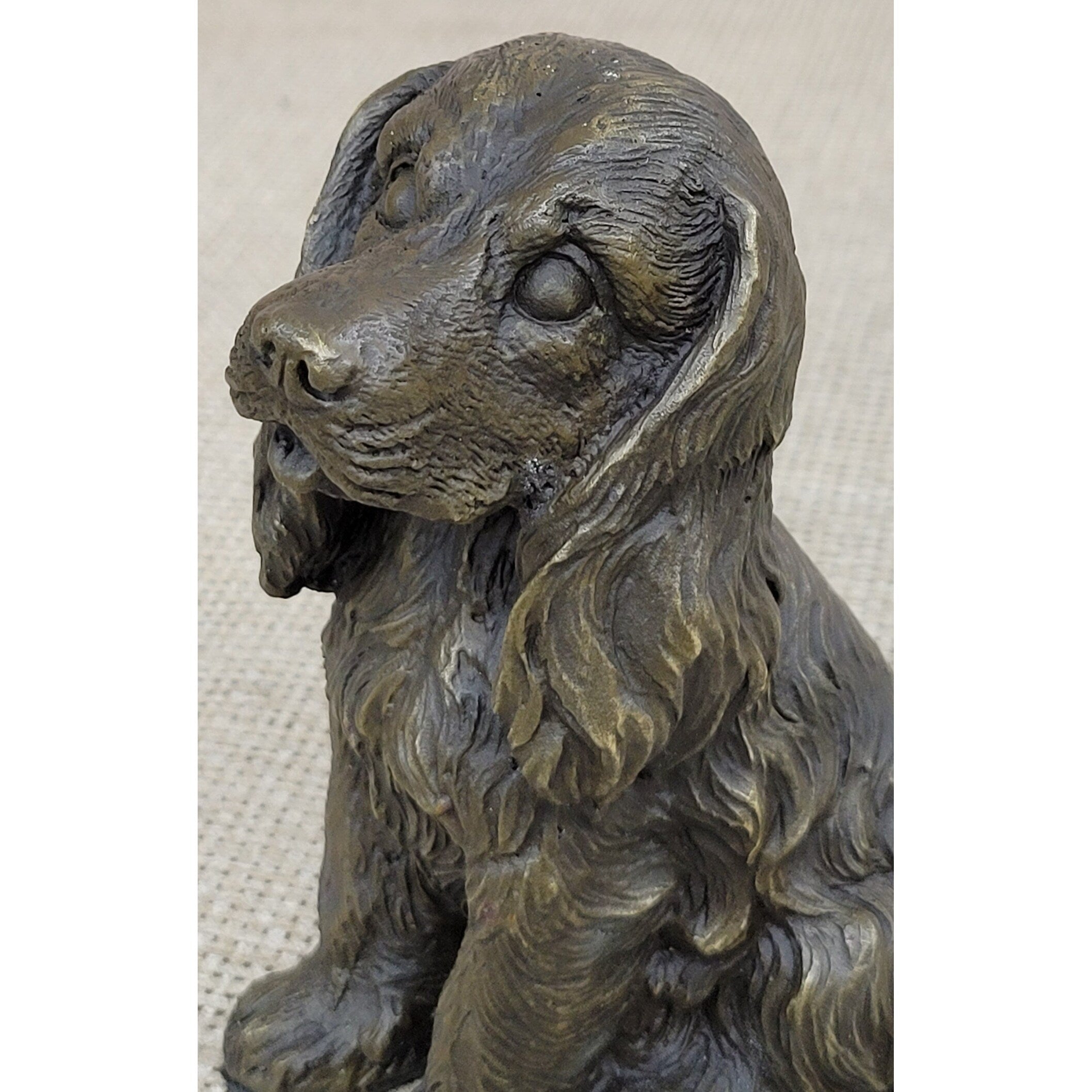 er Spaniel Big Eared Puppy Dog Bronze Figurine Statue Sculpture 6 Inches X 4 Inches