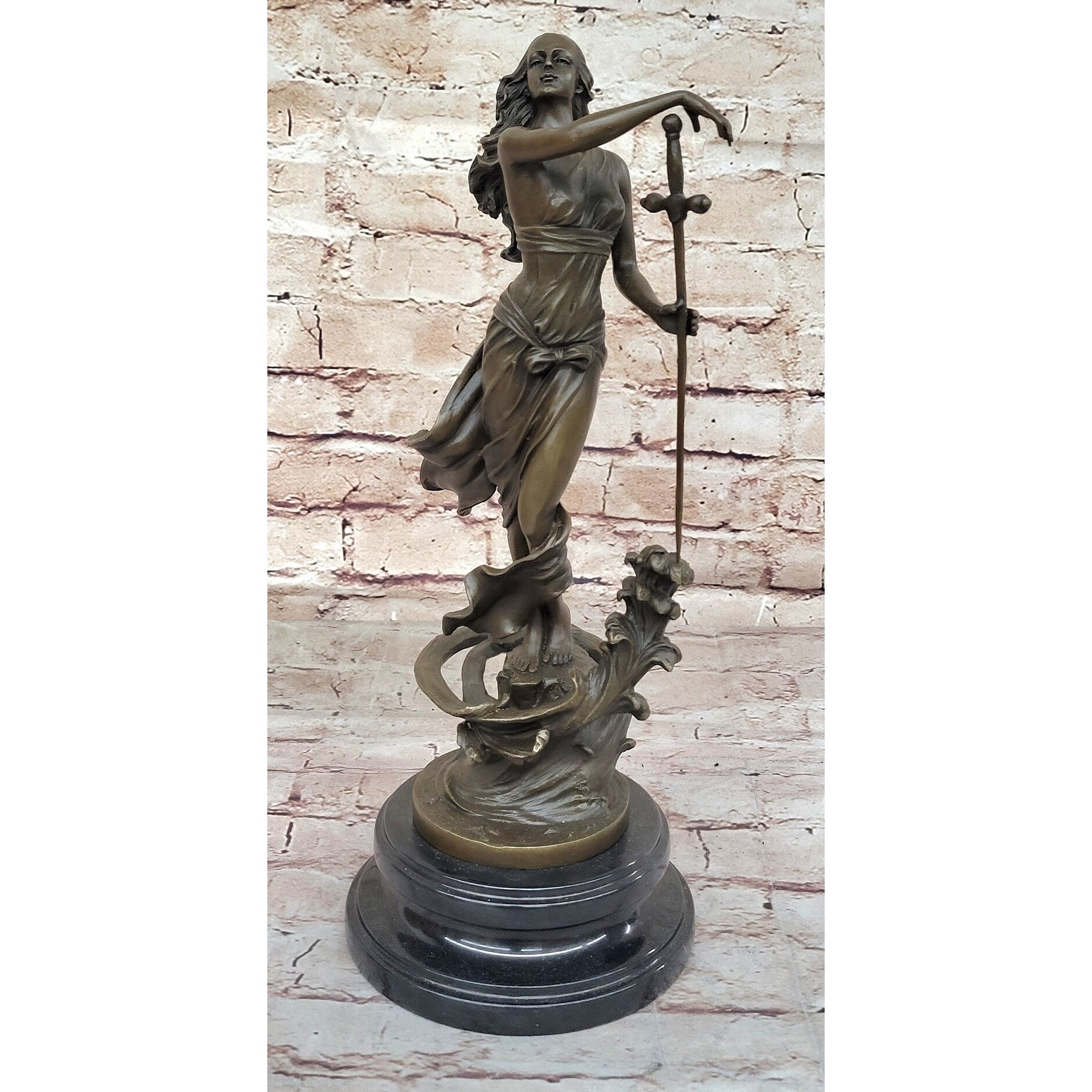 Greek Mythology Warrior Girl W/ Sword By Aldo Vitaleh Statue Sculpture Figure