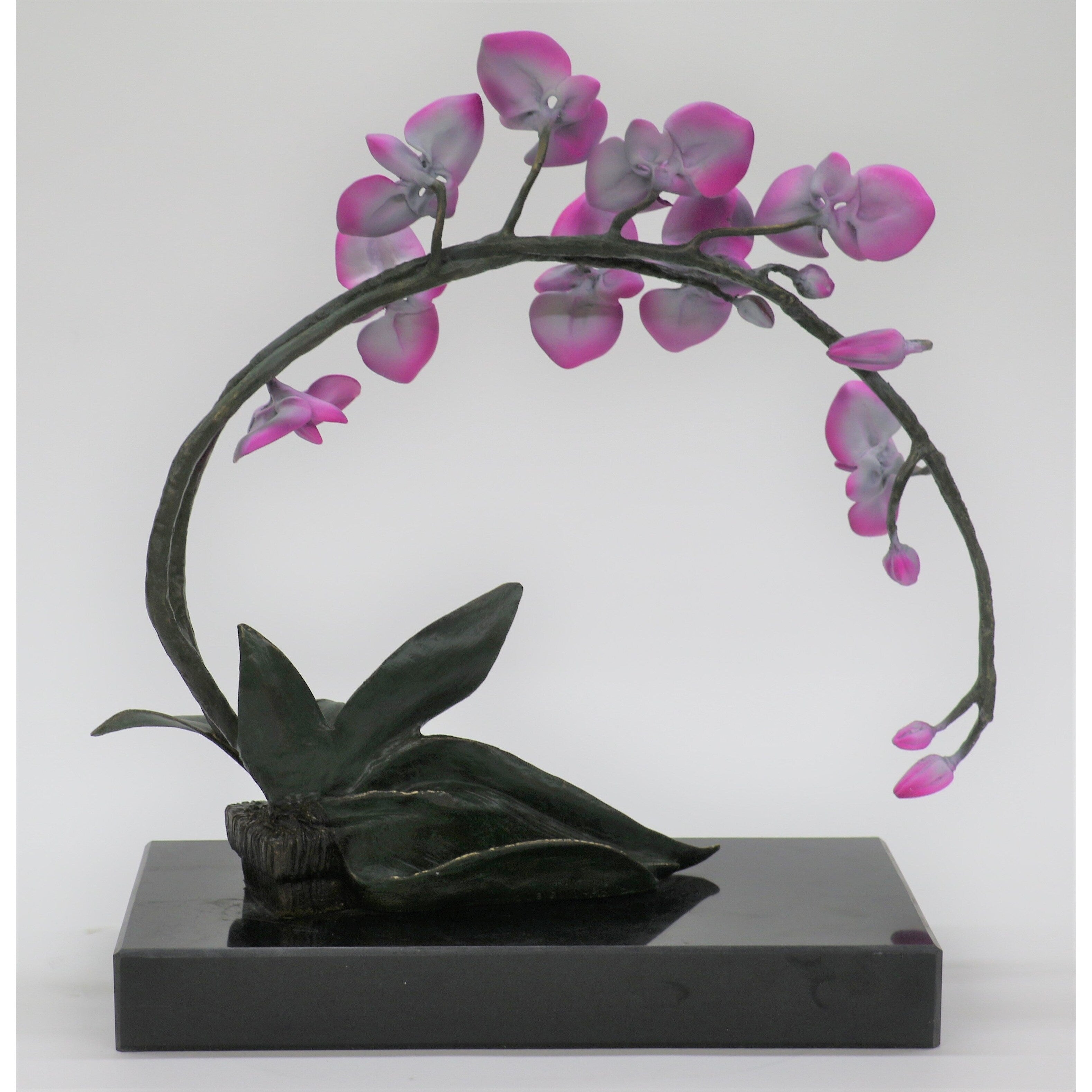 Large Orchid Sculpture By Aldo Vitaleh, Hand Bronze Copper, Limited Edition Sale