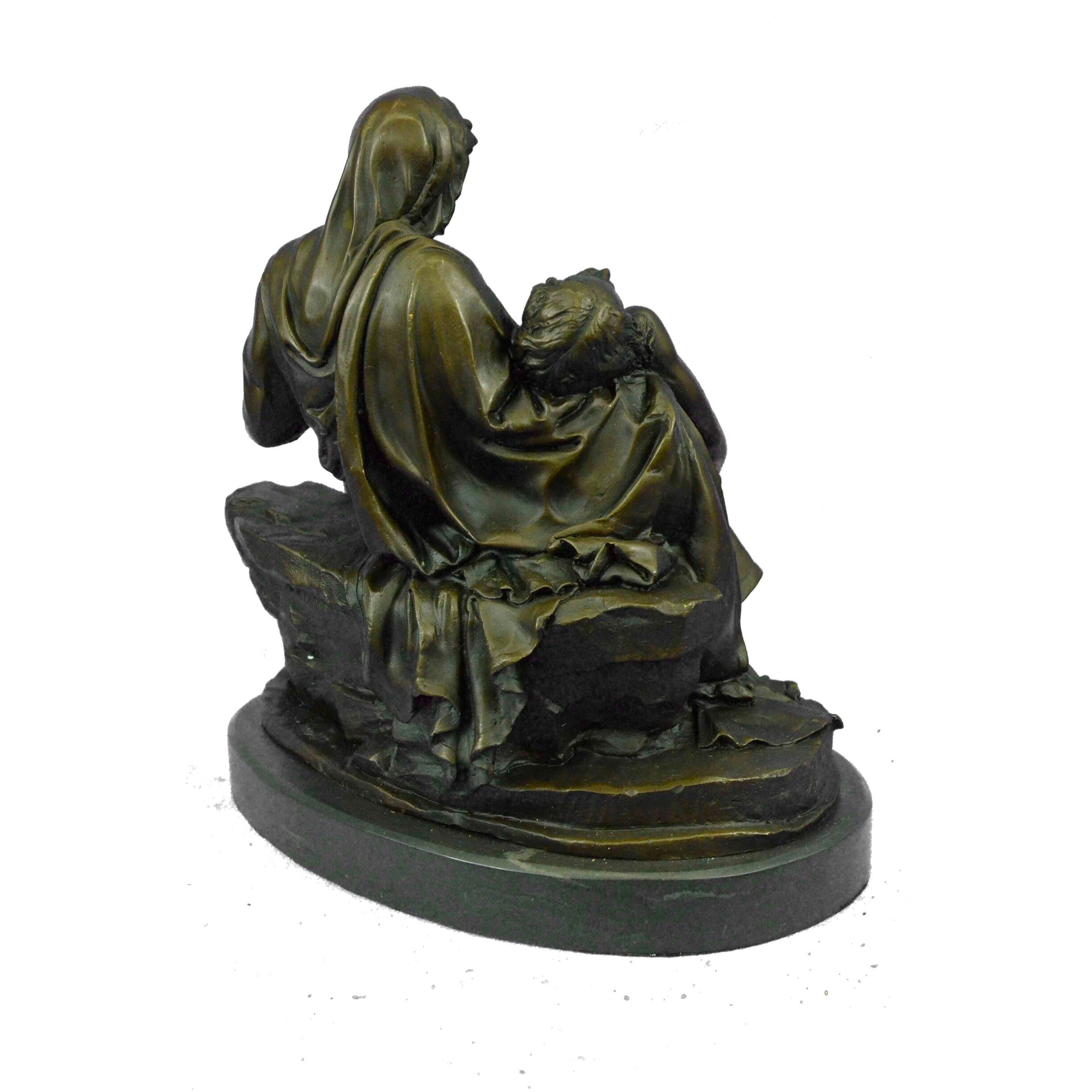 La Pieta Bronze Sculpture Virgin Mary Holds Dying Jesus Xmas Gift Figurine Catholic Decor