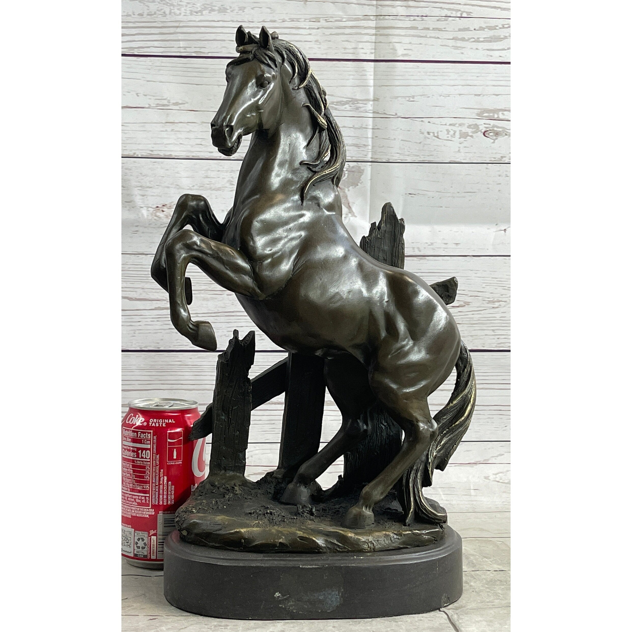 Vintage Horse Figurine Metal Rearing Wild Pony Equine Collectible Bronze Figure