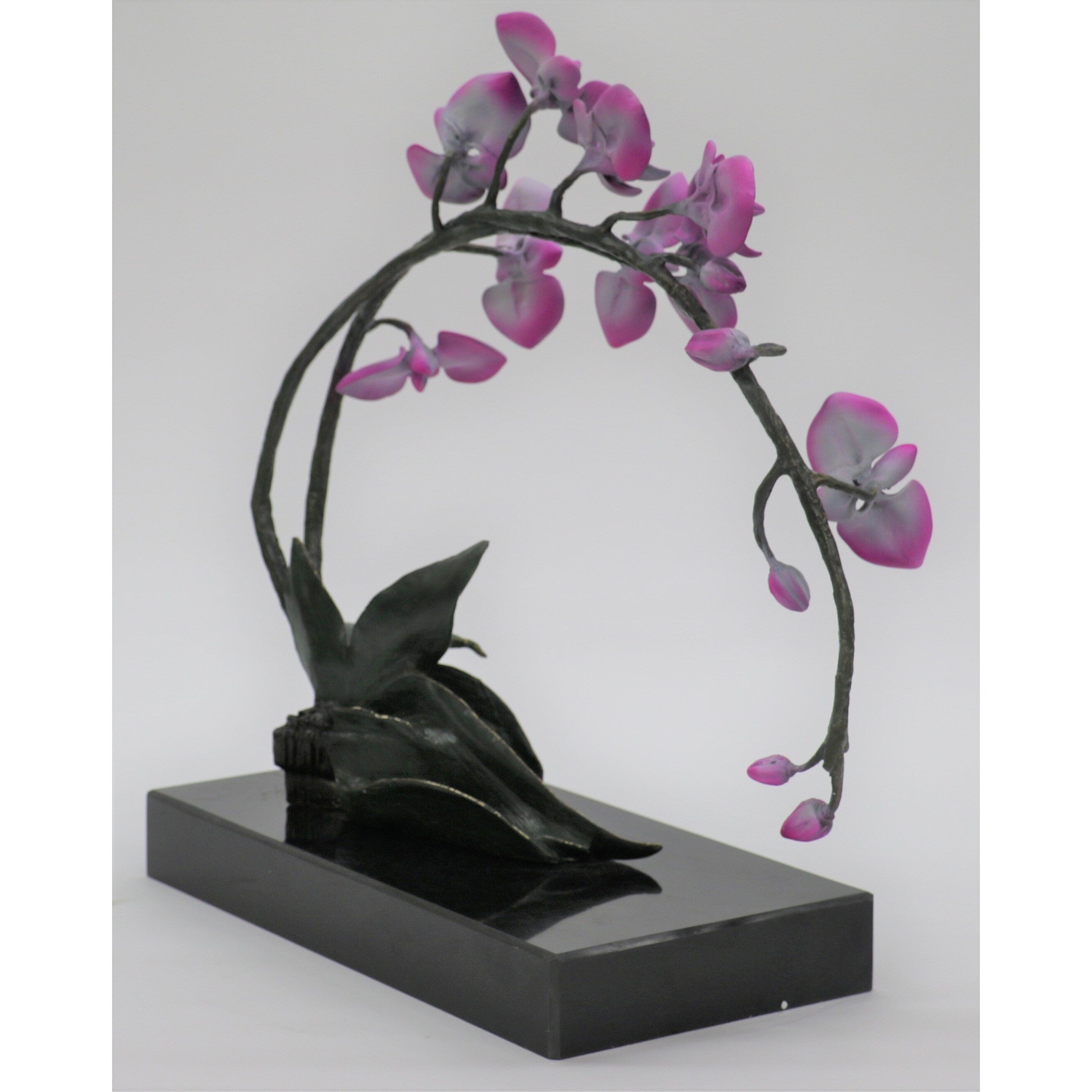 Large Orchid Sculpture By Aldo Vitaleh, Hand Bronze Copper, Limited Edition Sale