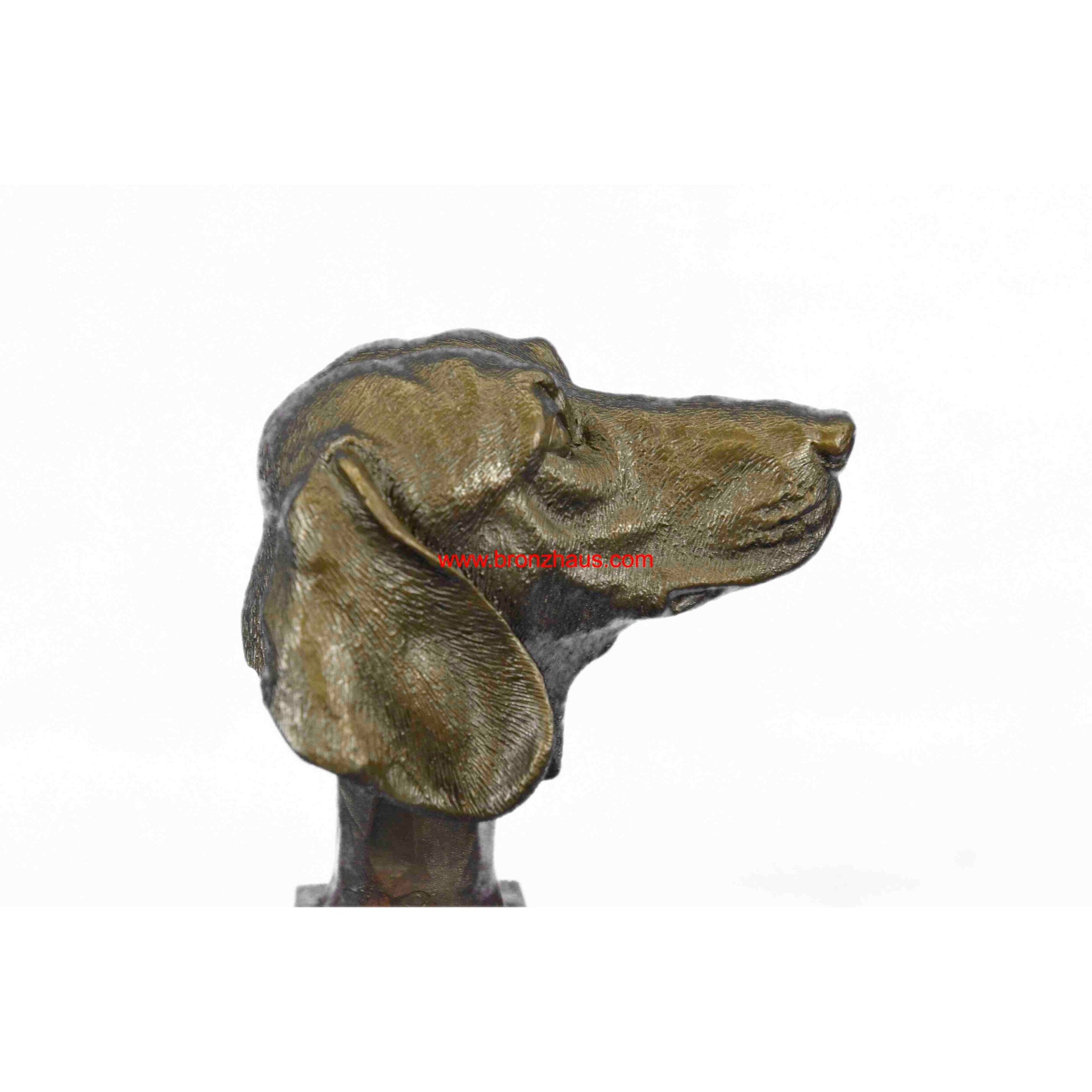 Dachshund Sausage Dog Bronze Head Bust Bookend Book-End Sculpture Statue Figure