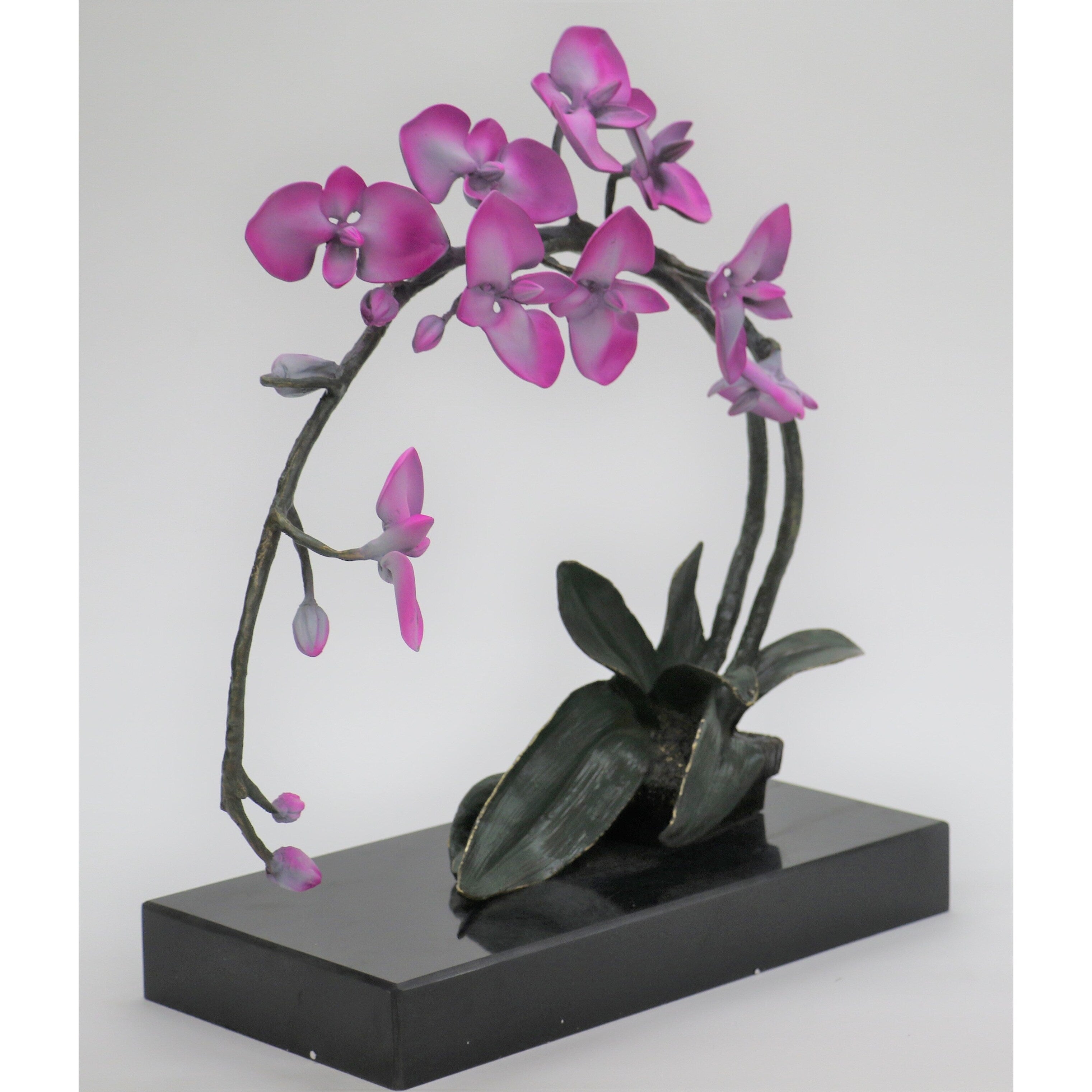 Large Orchid Sculpture By Aldo Vitaleh, Hand Bronze Copper, Limited Edition Sale