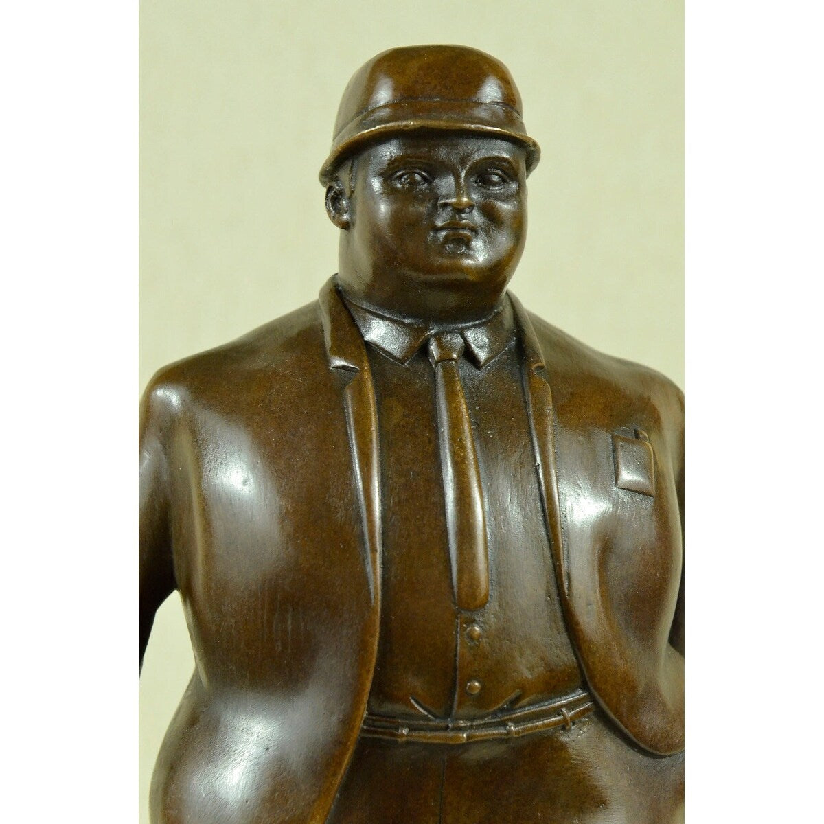 Signed Large Botero English Man Standing Over His Wife Bronze Sculpture Statue