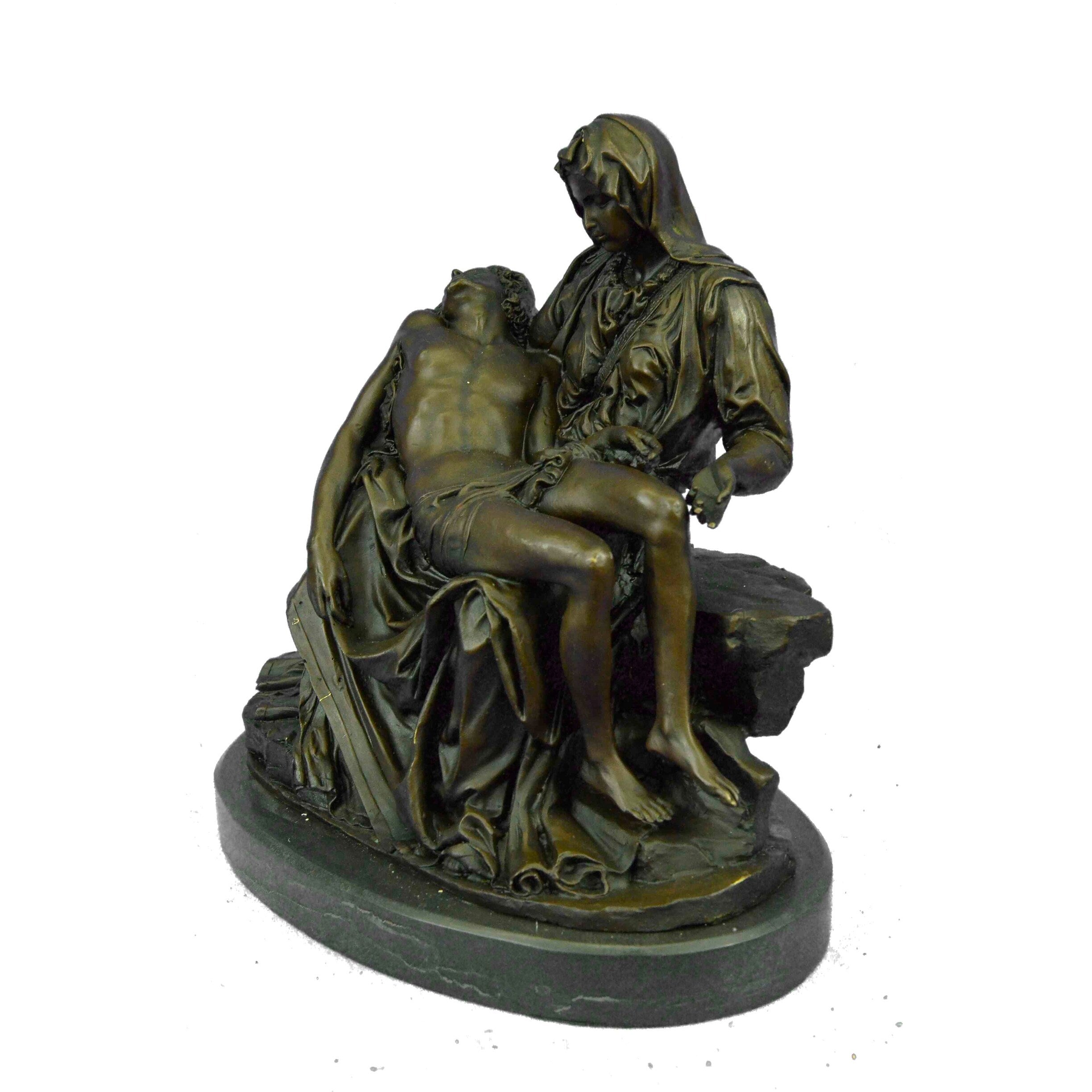 La Pieta Bronze Sculpture Virgin Mary Holds Dying Jesus Xmas Gift Figurine Catholic Decor