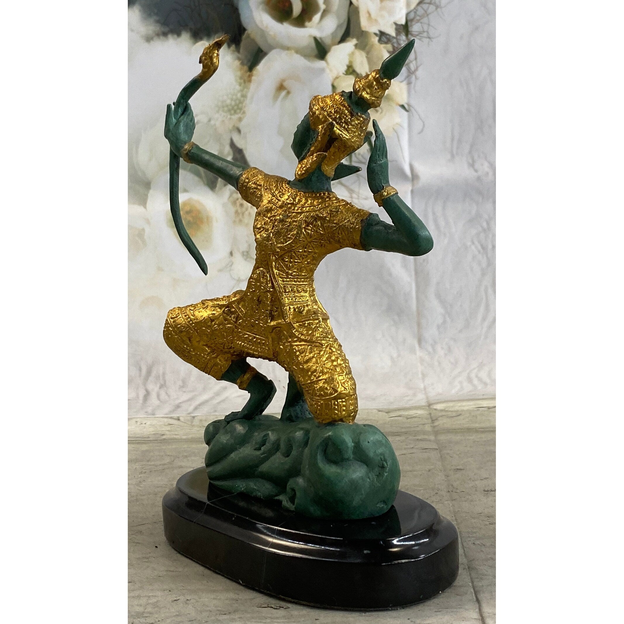 Shri Rama Hindu God W/ Bow India Mythology Bronze Sculpture Figurine Figure 10 Inches X 7 Inches