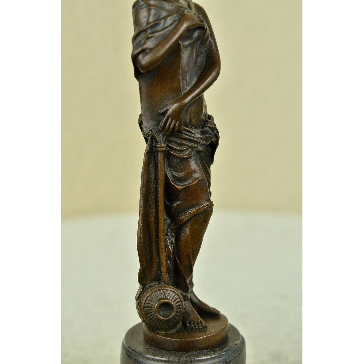 Original Signed English Royal Queen Bronze Sculpture Marble Base Figurine Decor