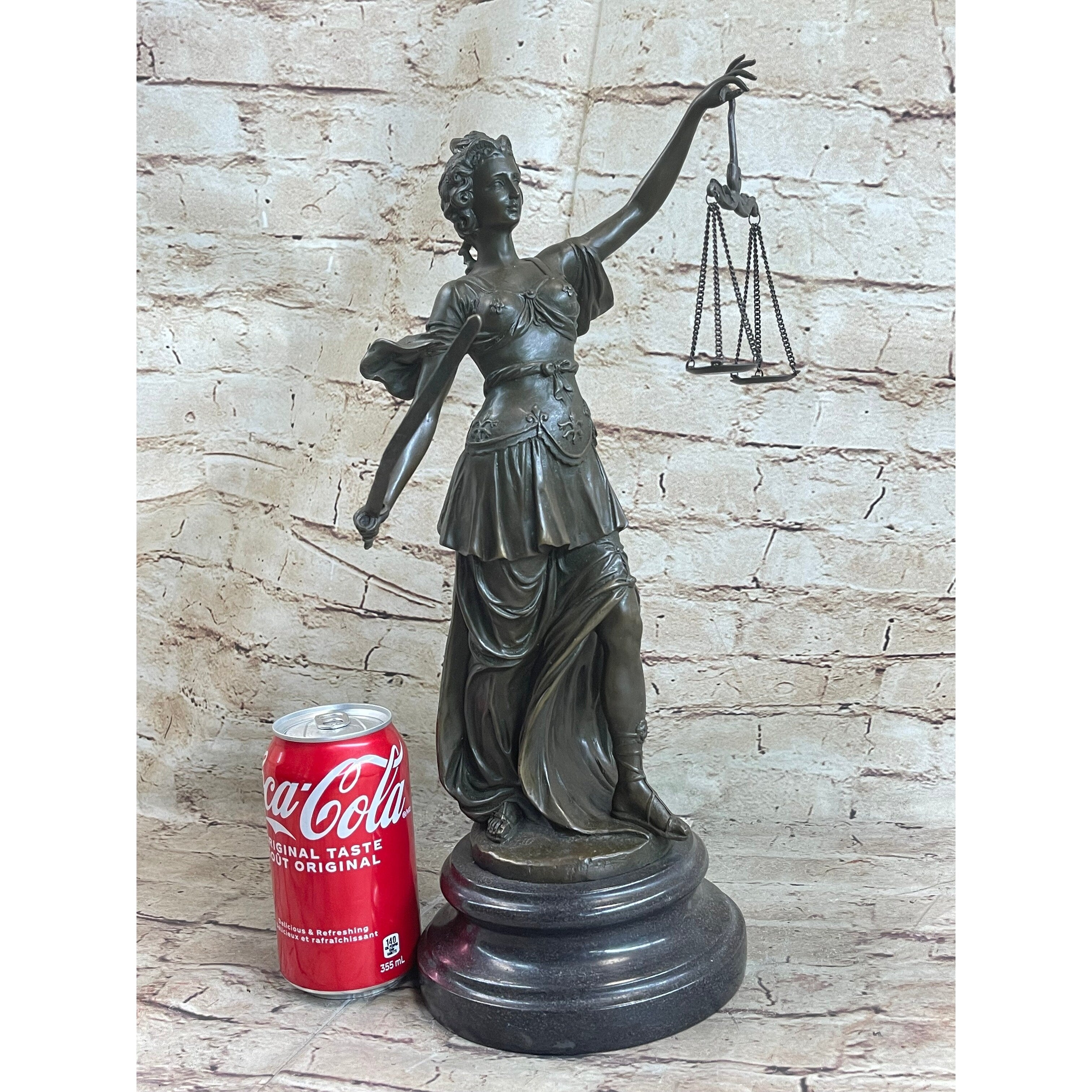 Bronze Scale Of Justice Blind Justice Sculpture Statue Clical Figurine 15 Inches Nr