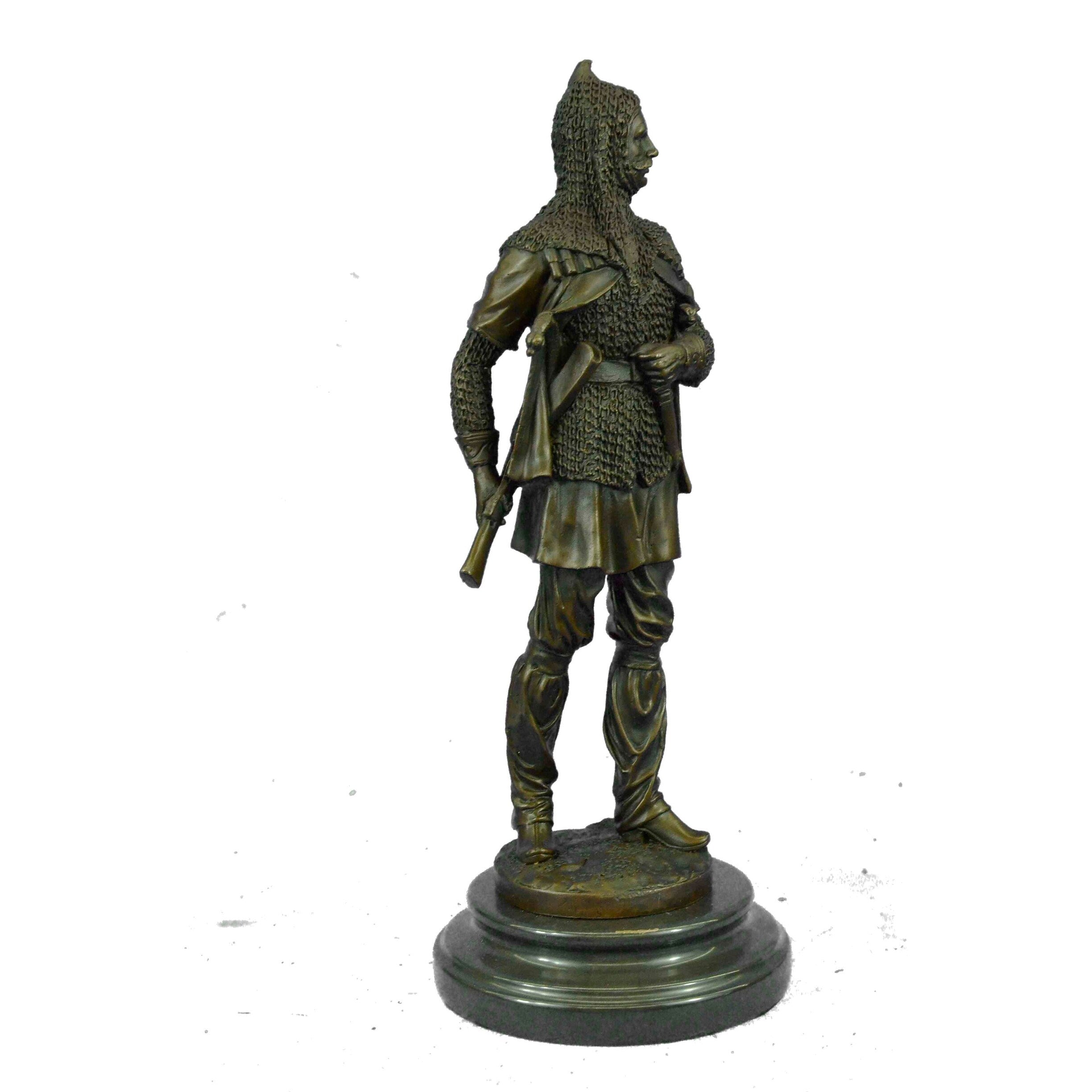 Hot Cast Bronze Medieval European Soldier W/ Dagger Statue Sculpture Figurine