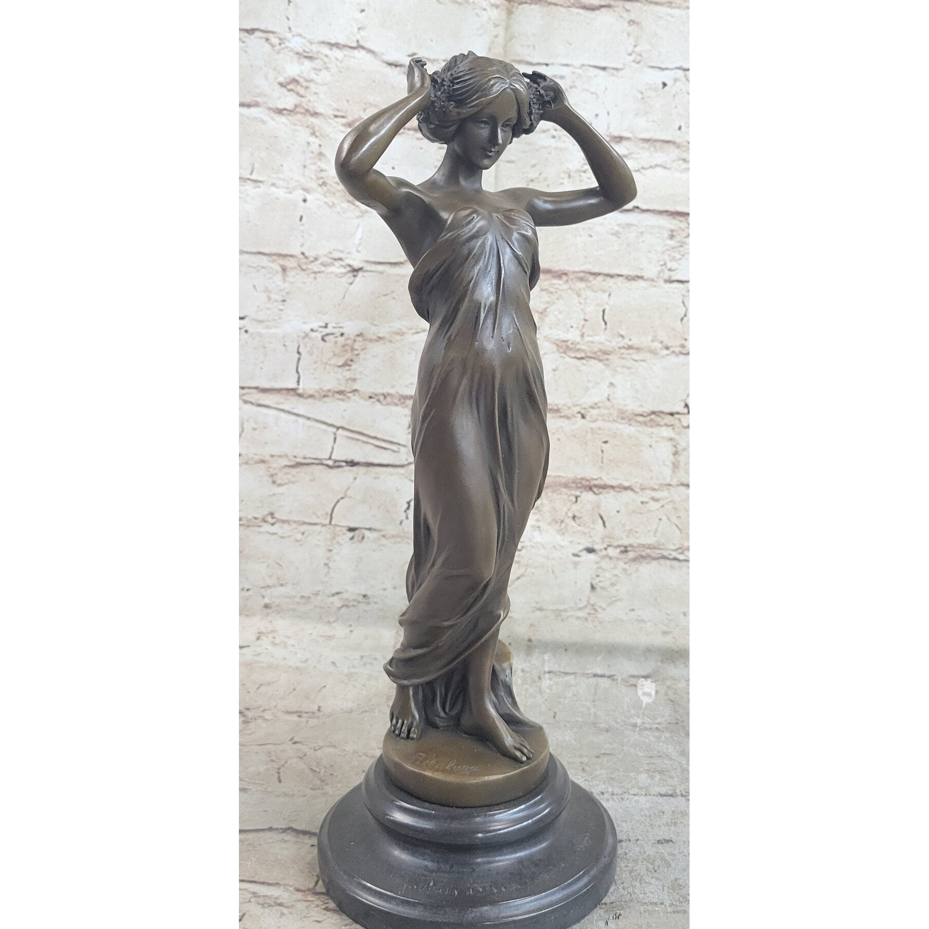 Signed Pitta Luga Art Nouveau Female Personifying Spring Bronze Sculpture Statue