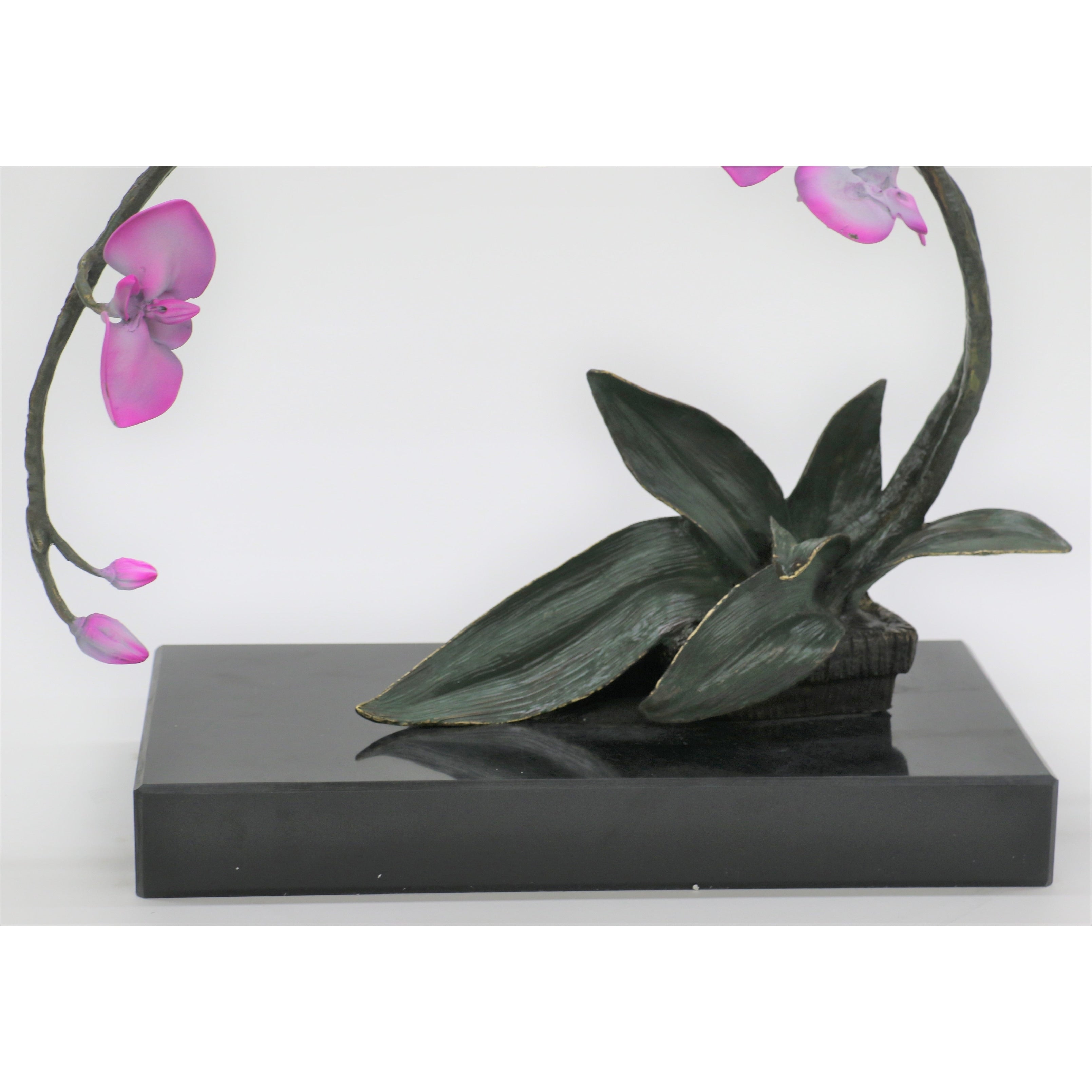 Large Orchid Sculpture By Aldo Vitaleh, Hand Bronze Copper, Limited Edition Sale