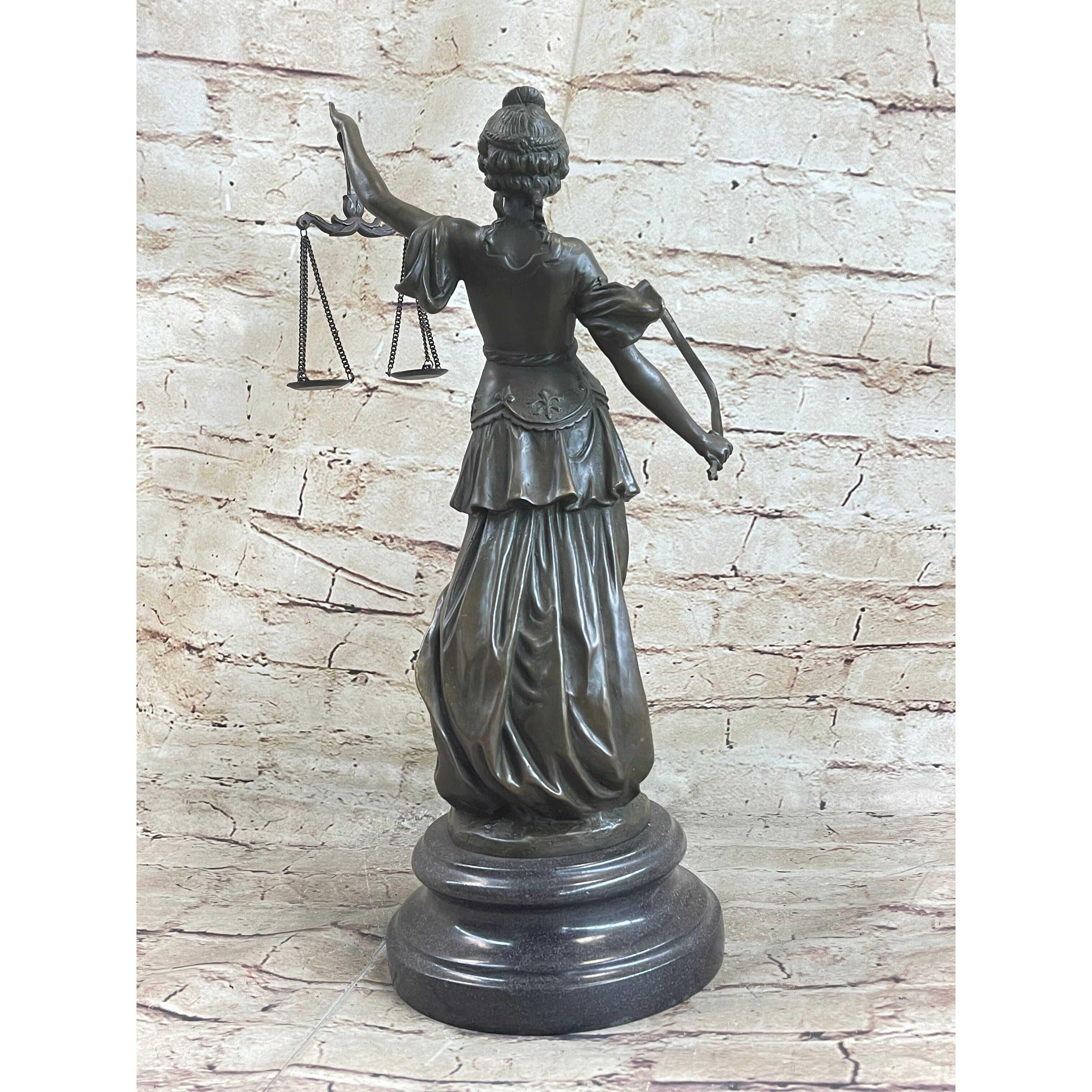 Bronze Scale Of Justice Blind Justice Sculpture Statue Clical Figurine 15 Inches Nr