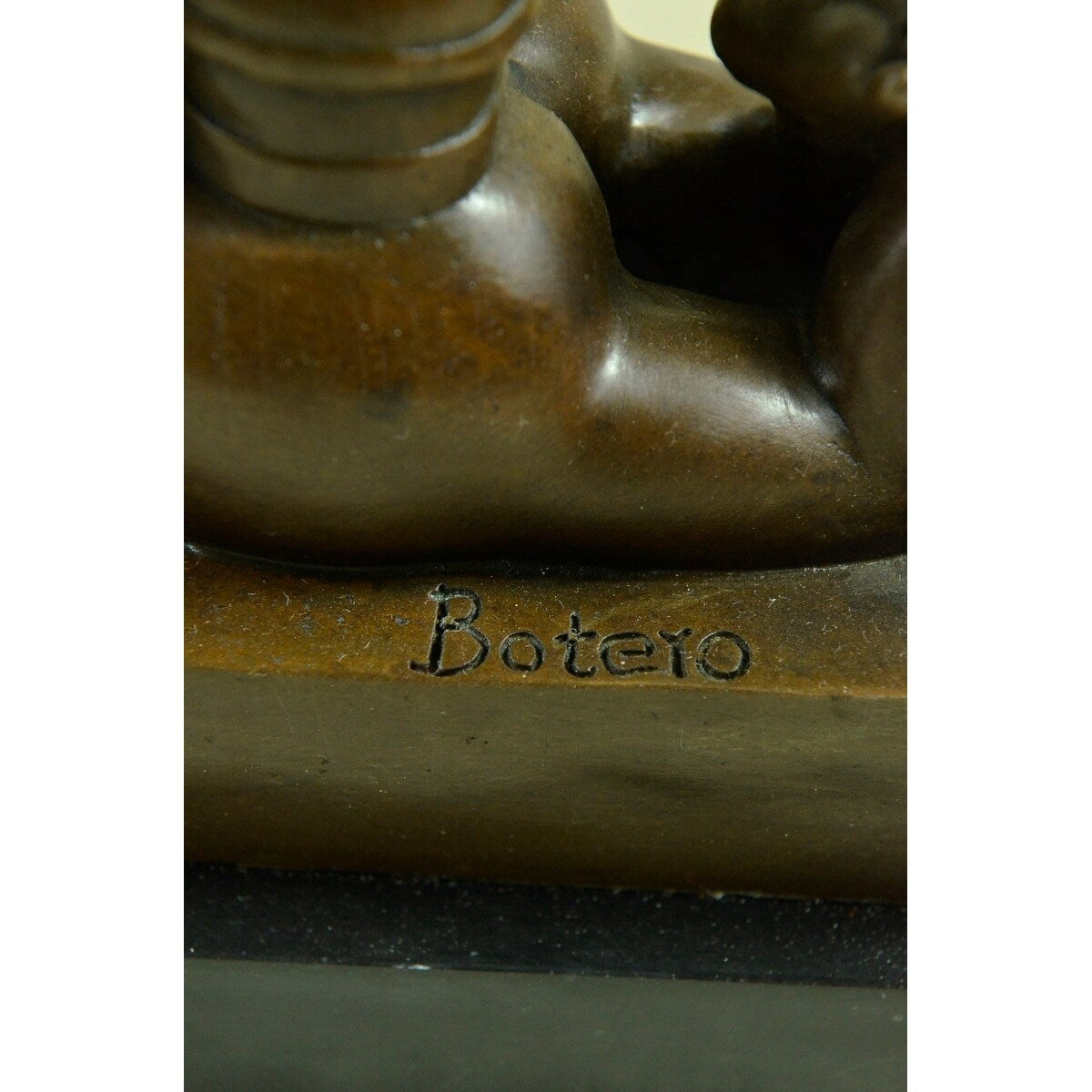 Signed Large Botero English Man Standing Over His Wife Bronze Sculpture Statue