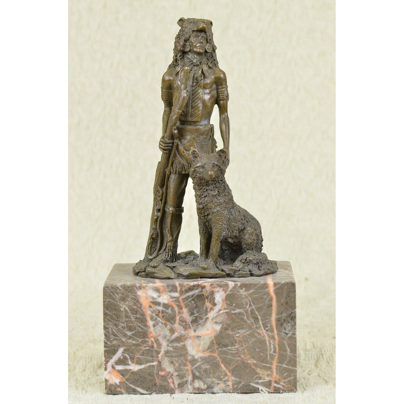 Wolf Robe The Guardian By Coypel American Indian Western Bronze Figure Sculpture