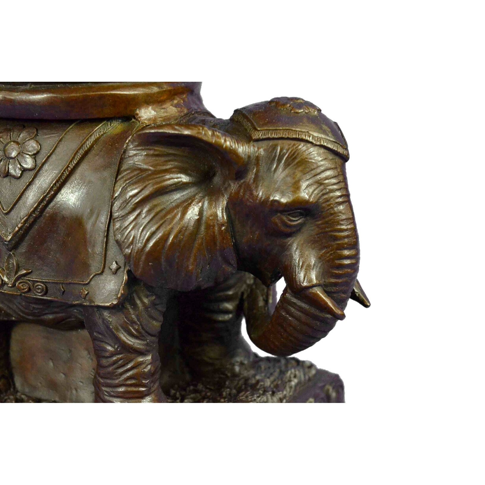 Signed Carl Kauba Elephant Urn Vase Planter Bronze Sculpture Marble Statue Decor