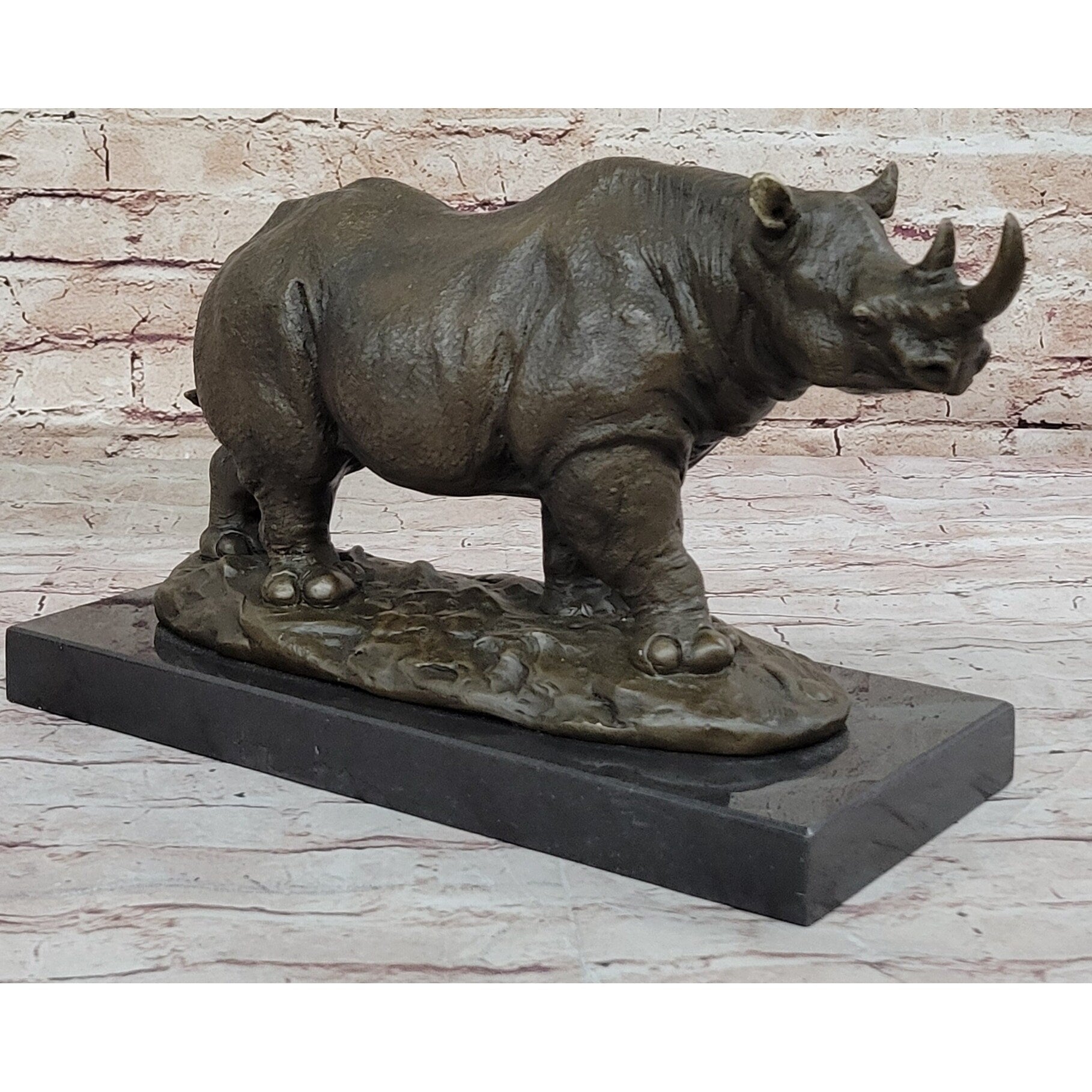 Rhinoceros Rhino Safari Wildlife Bronze Sculpture Statue Original Signed Art