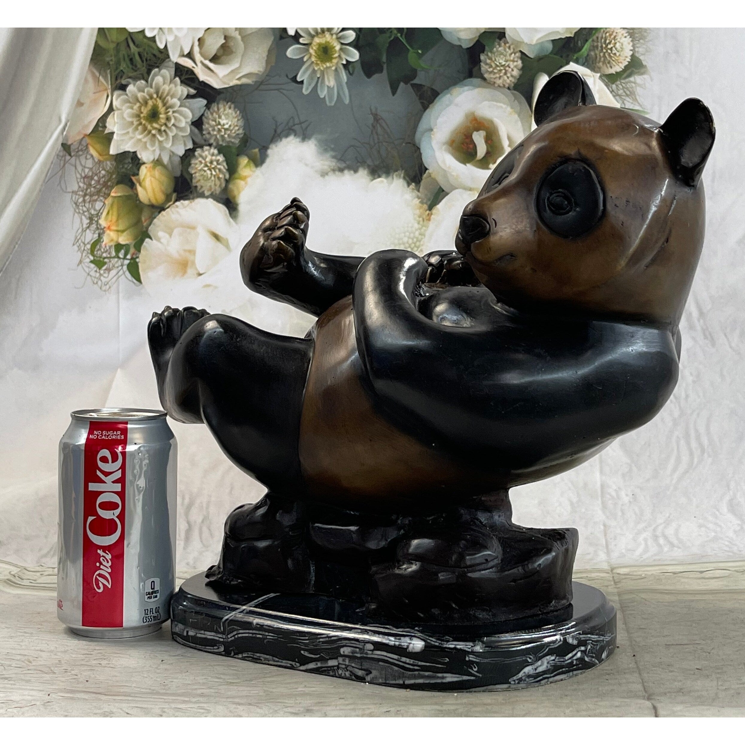 Ltd. Edition Numbered Lazy Chinese Panda Bear Bronze Sculpture Figurine Collectible 12 Inches X 15 Inches