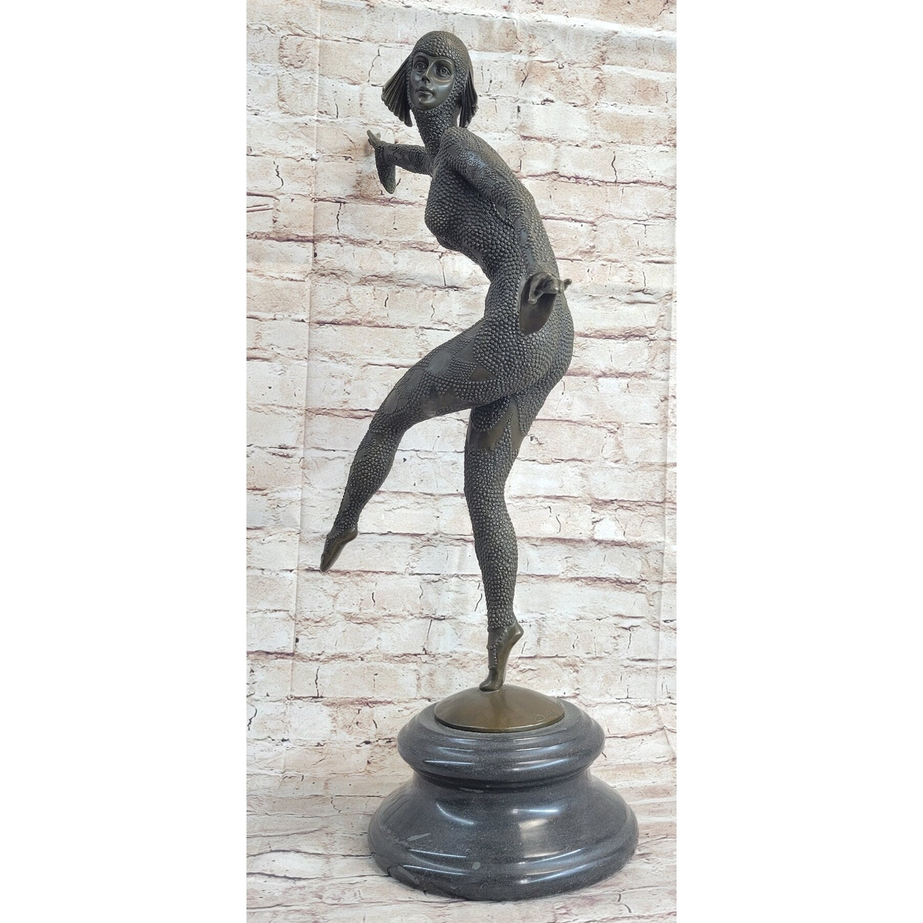 Chiparus Art Deco Russian Ballet Dancer Ballerina Bronze Sculpture Statue Figure On Marble Base