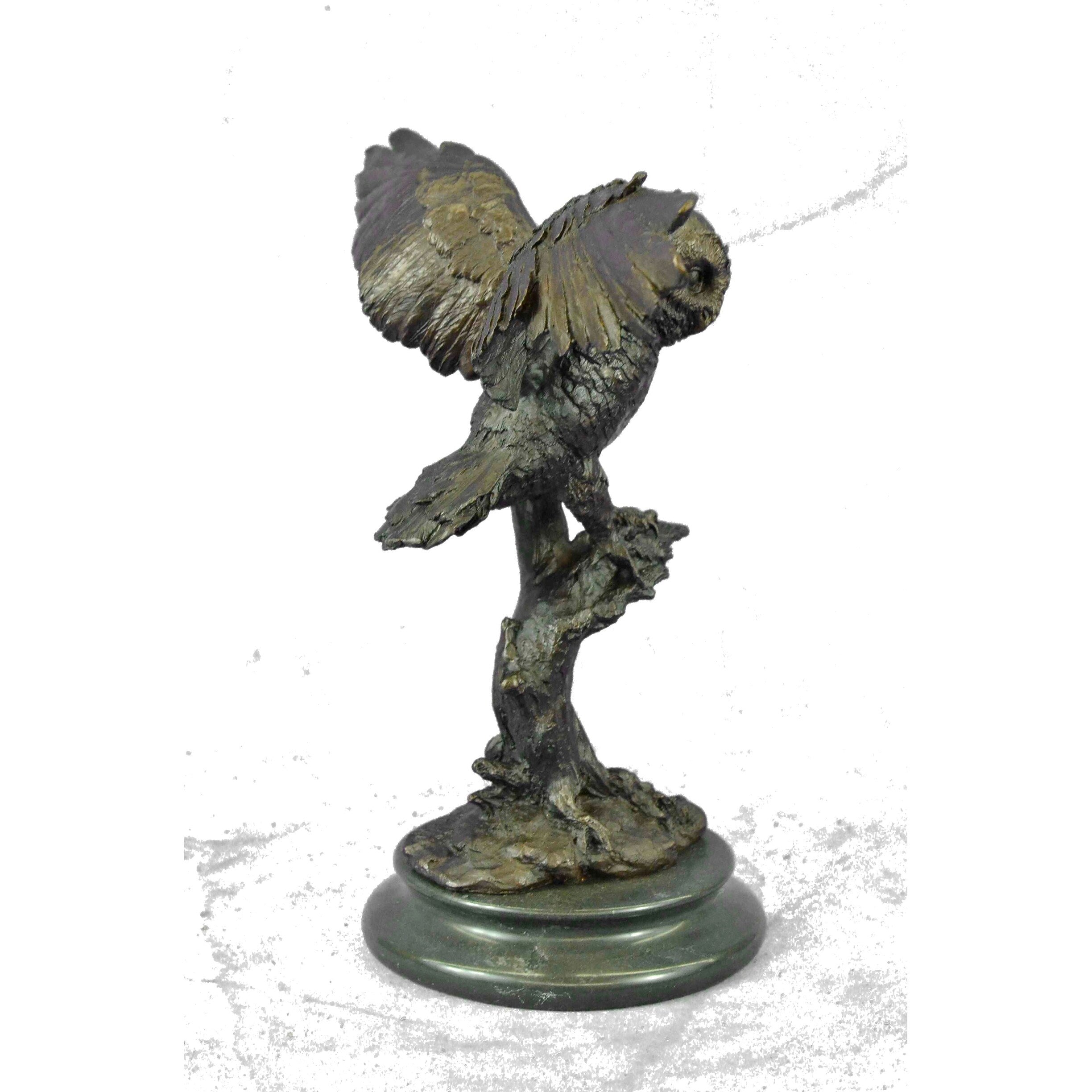 Beautiful Large Abstract Pure Hotcast Bronze Statue Barn Owl Night Patrol Gift