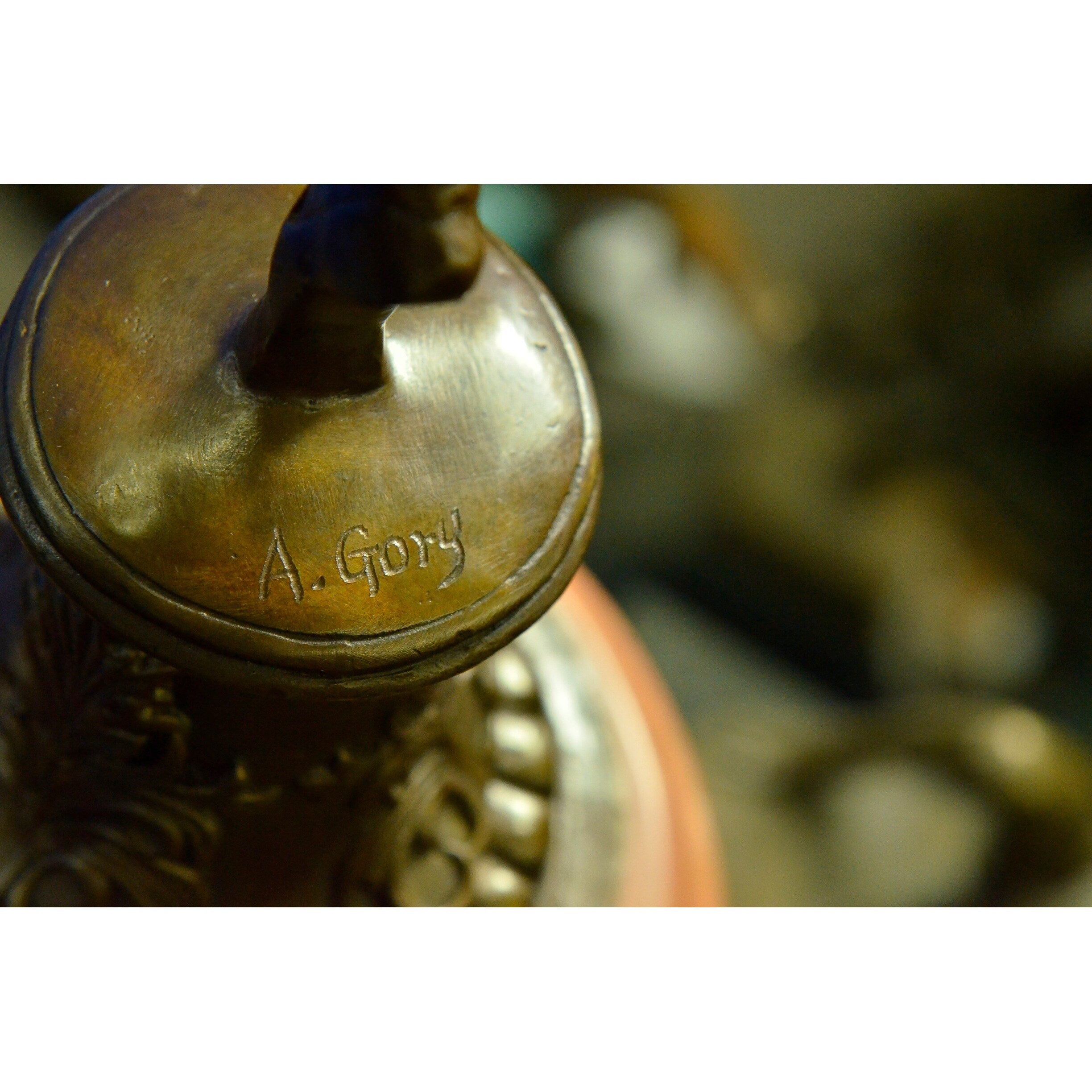 Art Nouveau Brown Patina Gory Little Ballerina Bronze Sculpture Dance Trophy Sta