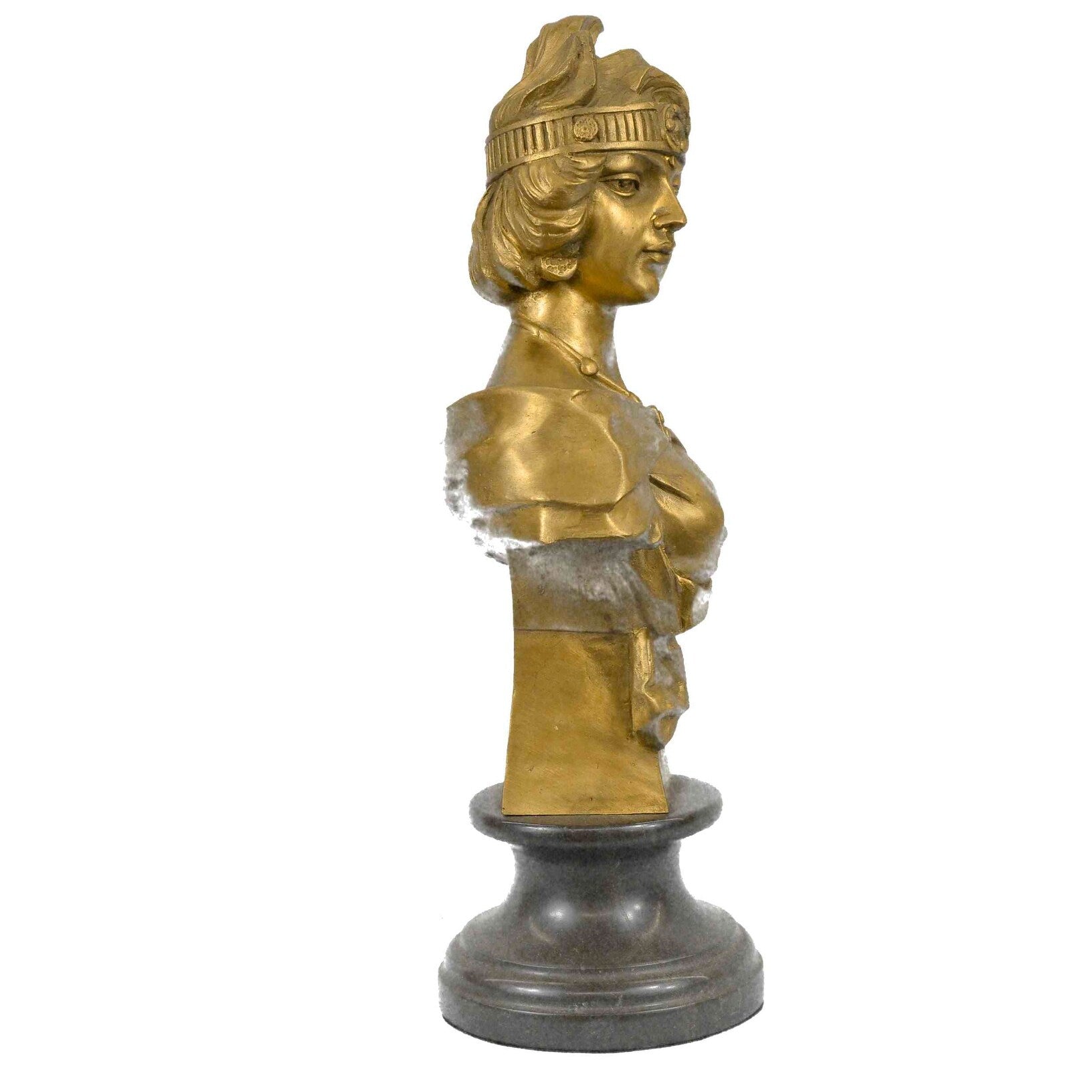 Bronze Lady Bust Patina Art Nouveau Victorian On Marble Base Hotcast Figure Sale