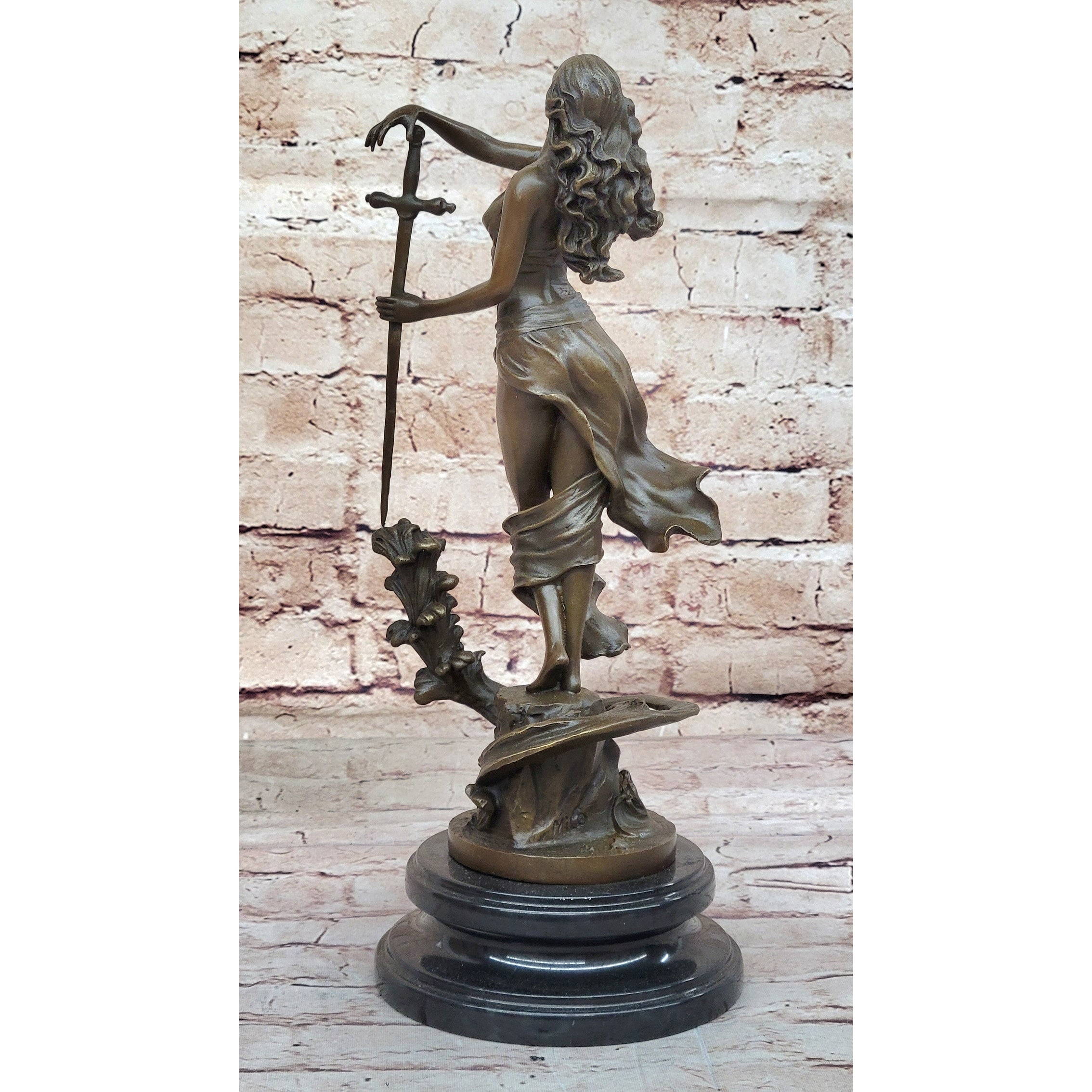 Greek Mythology Warrior Girl W/ Sword By Aldo Vitaleh Statue Sculpture Figure