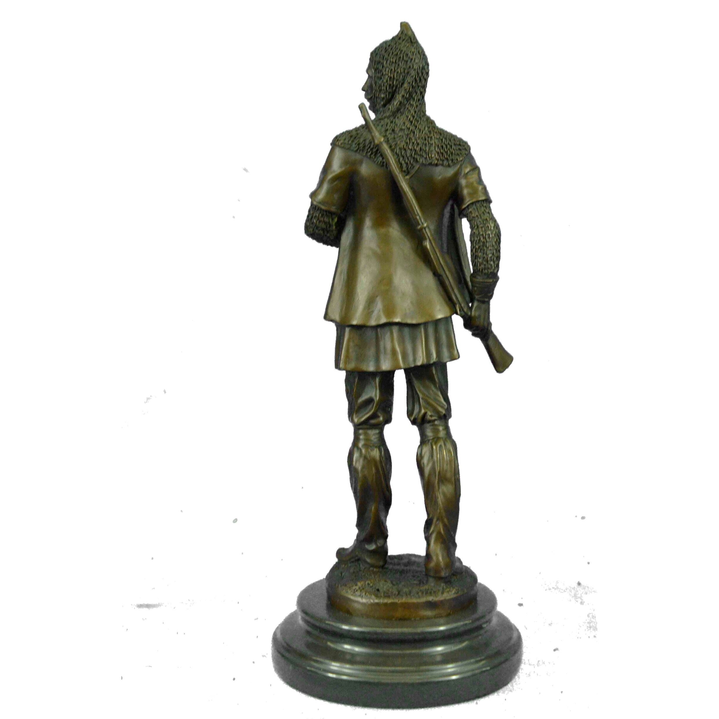 Hot Cast Bronze Medieval European Soldier W/ Dagger Statue Sculpture Figurine