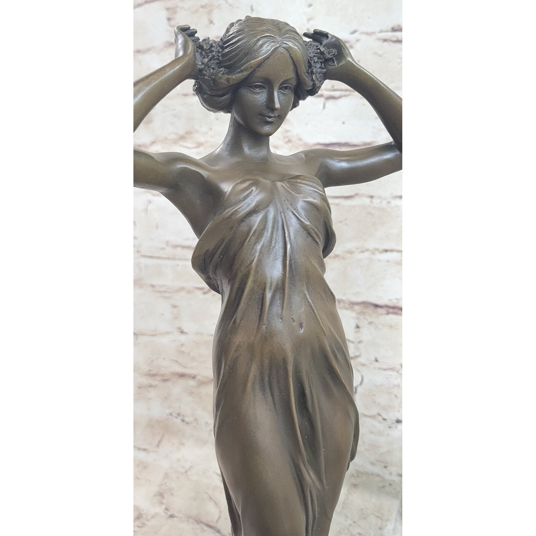 Signed Pitta Luga Art Nouveau Female Personifying Spring Bronze Sculpture Statue