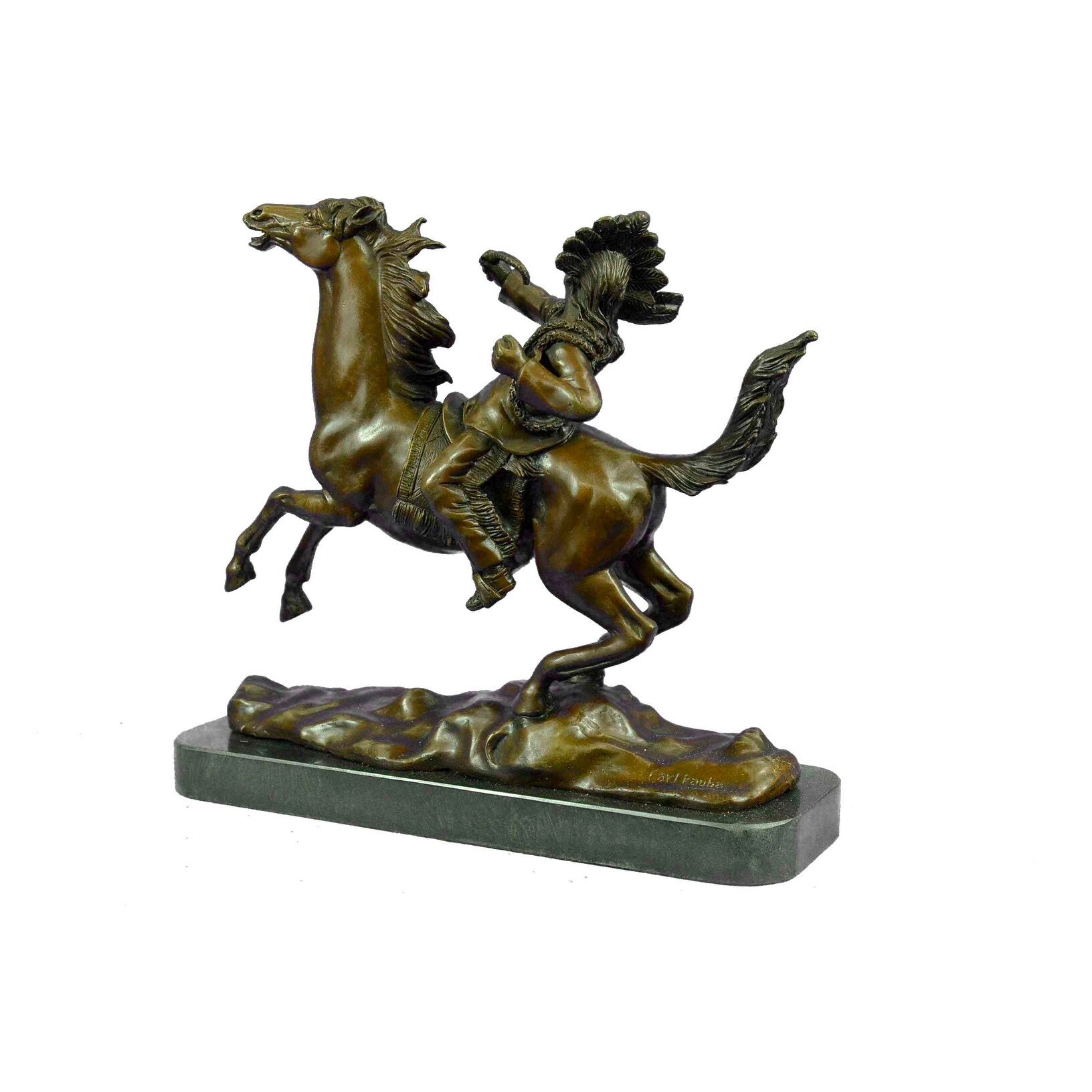 Mounted Indian Chief Bronze Sculpture By Karl Kauba Hot Cast Figurine Figure Art