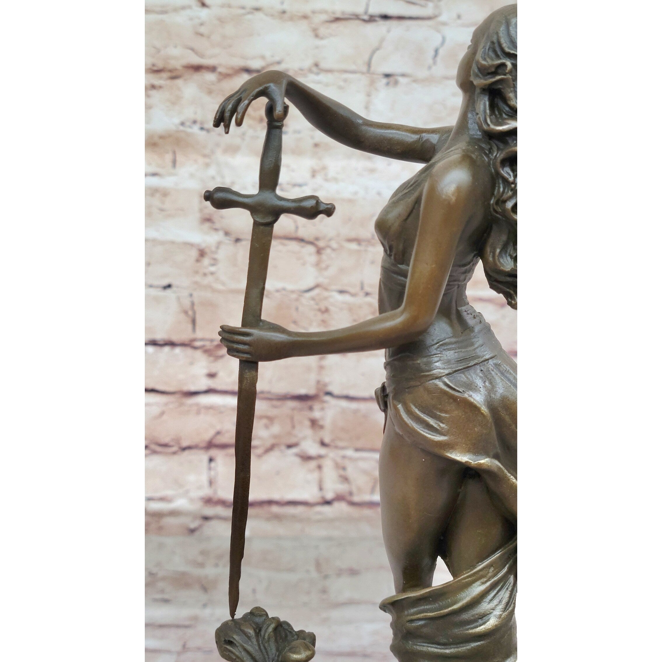 Greek Mythology Warrior Girl W/ Sword By Aldo Vitaleh Statue Sculpture Figure