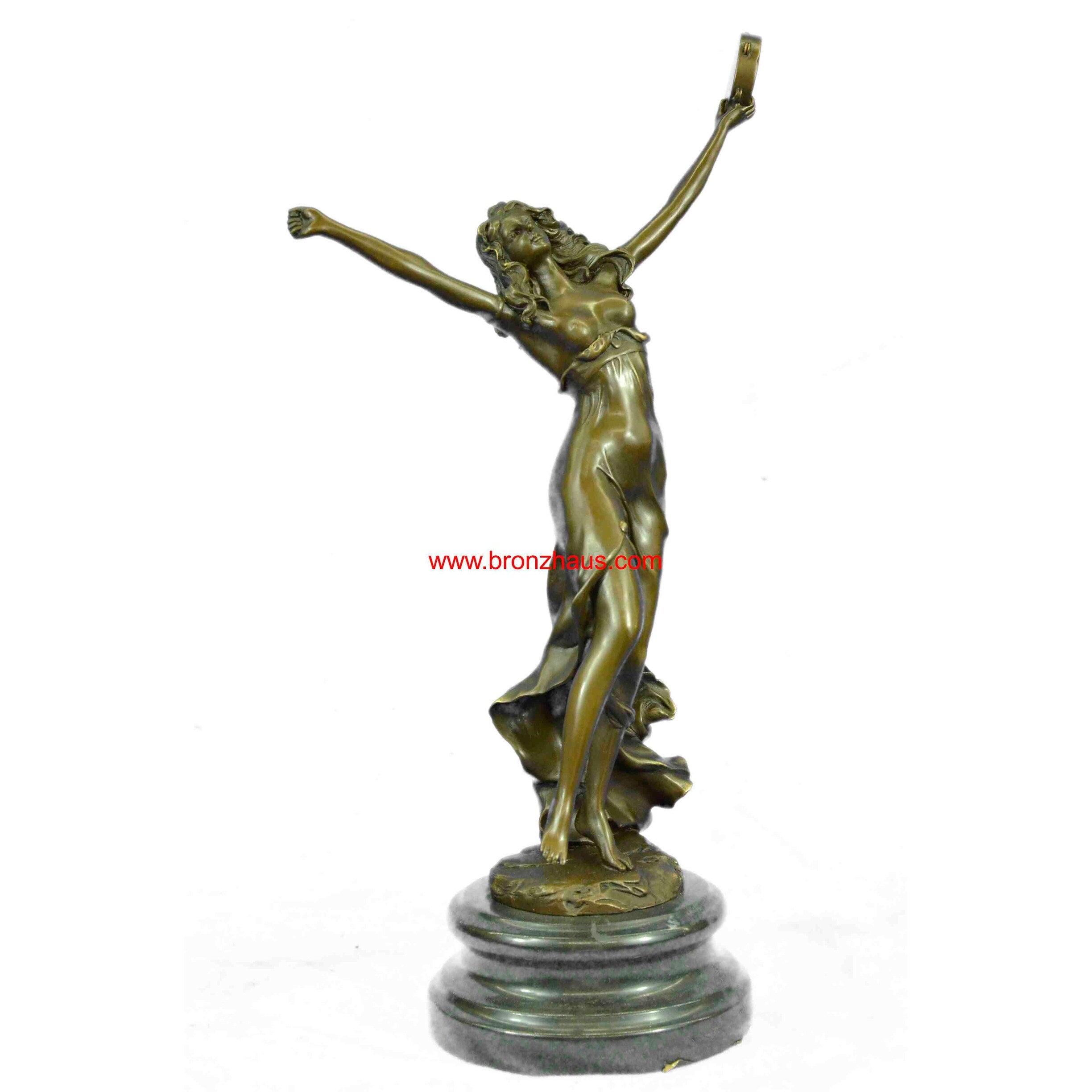 Art Deco French Cesaro Marble Dancer Bronze Statue Nouveau Figurine Home Large