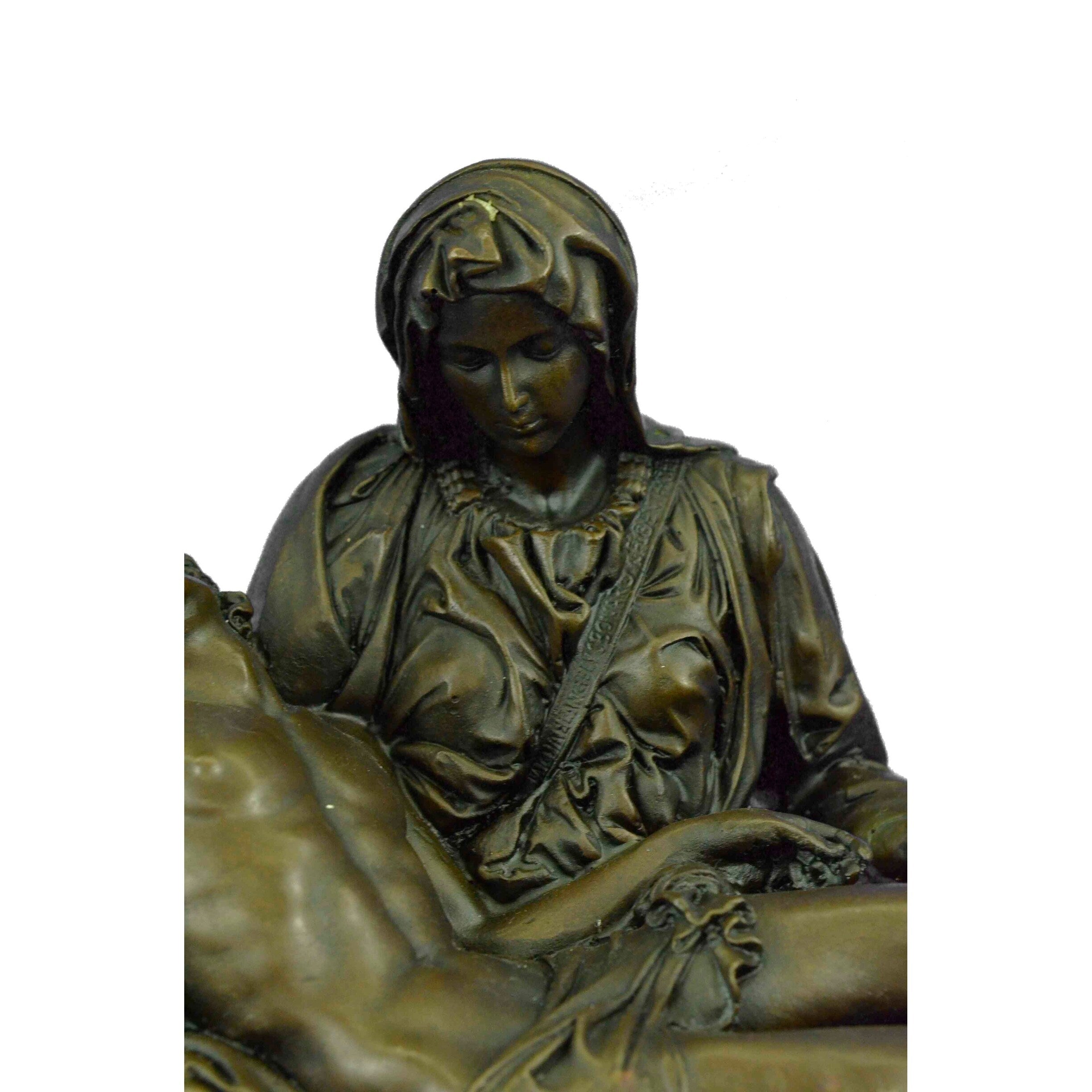 La Pieta Bronze Sculpture Virgin Mary Holds Dying Jesus Xmas Gift Figurine Catholic Decor